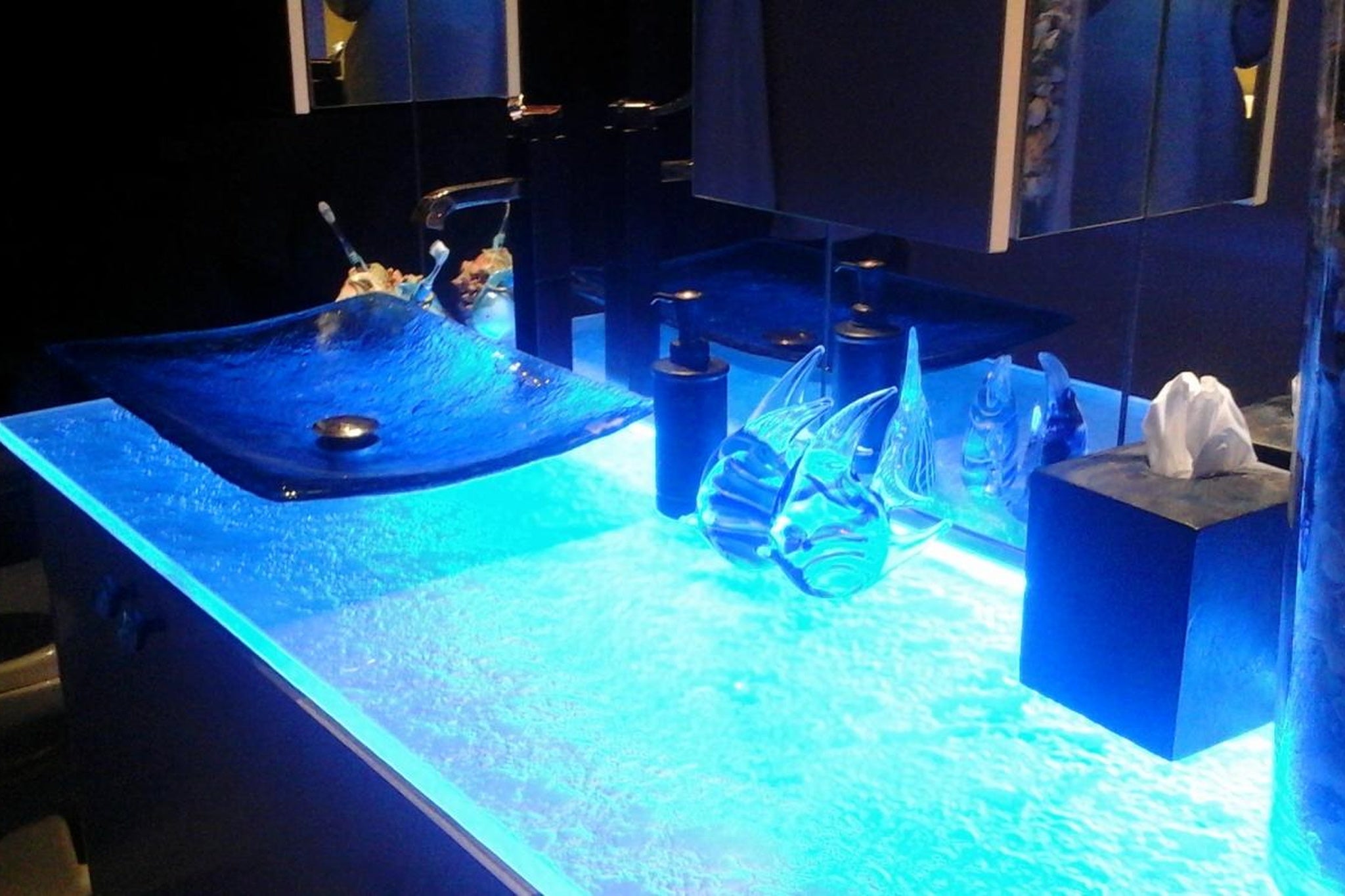LAS072 Glass Rectangular Vessel Sink - Premium Handcrafted Basin VERRE GALLERY by Renaissance Glassworks Inc