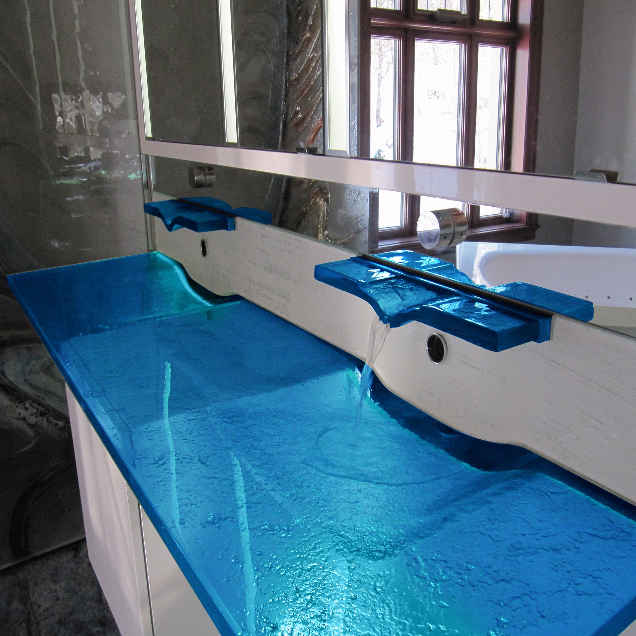 LAS074.2 "LA Source Duo" Sleek Rectangular Wash Basin - Bespoke Custom Collection VERRE GALLERY by Renaissance Glassworks Inc