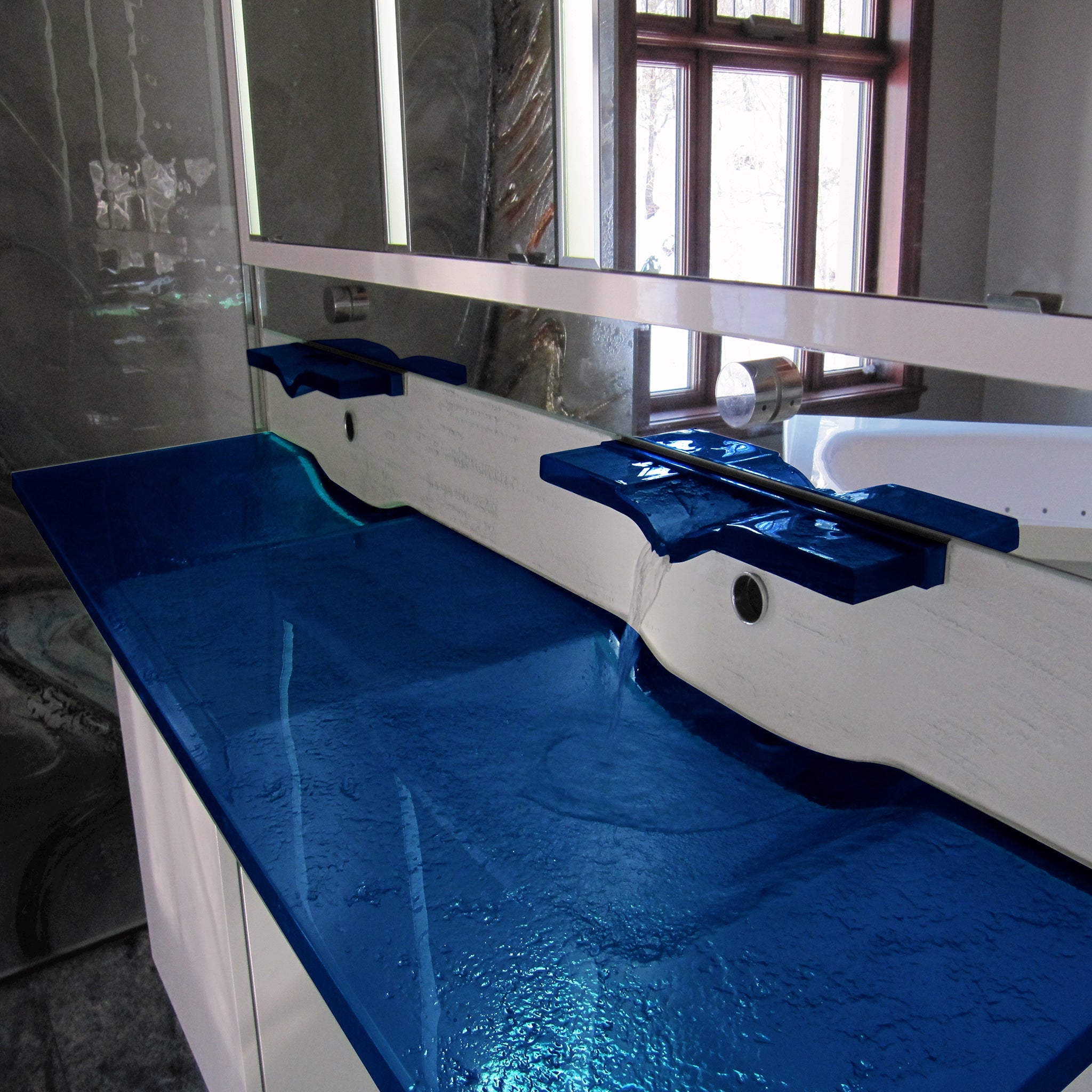 LAS074.2 "LA Source Duo" Sleek Rectangular Wash Basin - Bespoke Custom Collection VERRE GALLERY by Renaissance Glassworks Inc