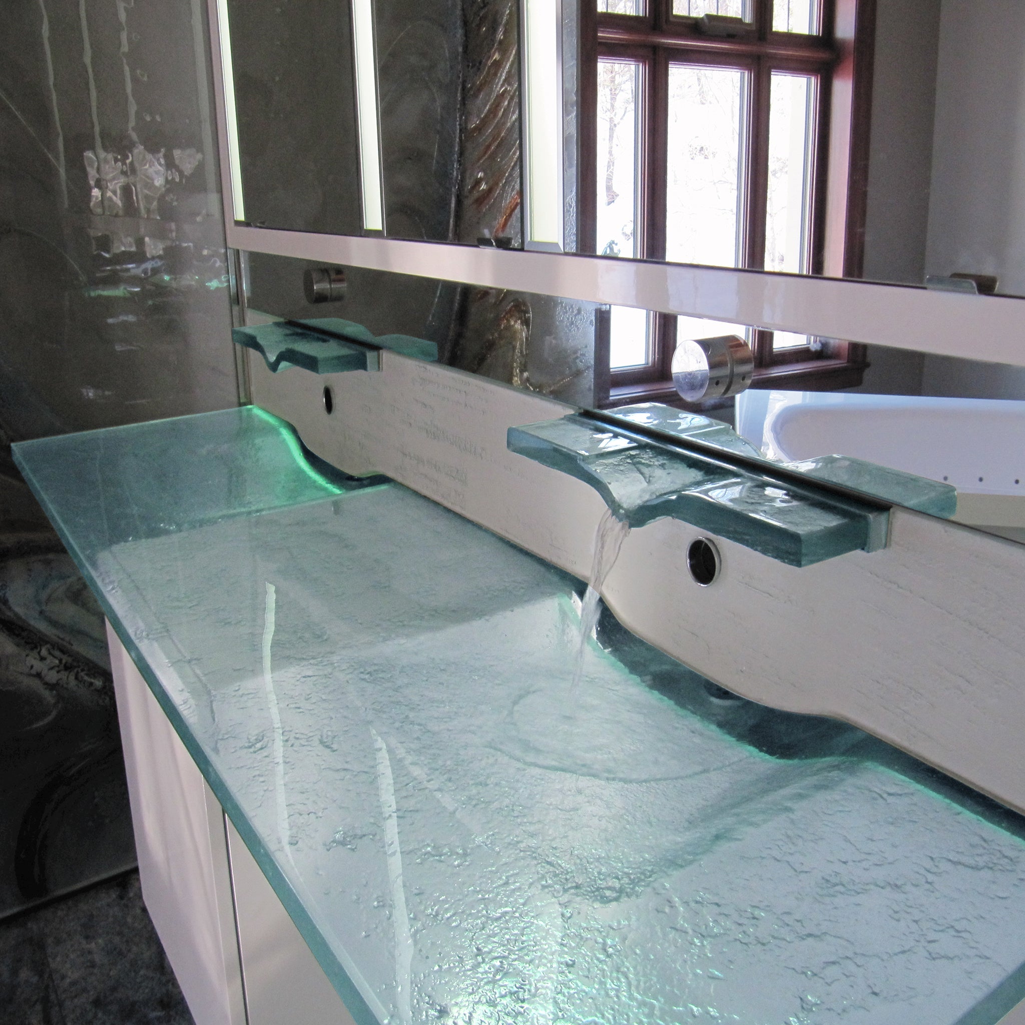 LAS074.2 "LA Source Duo" Sleek Rectangular Wash Basin - Bespoke Custom Collection VERRE GALLERY by Renaissance Glassworks Inc