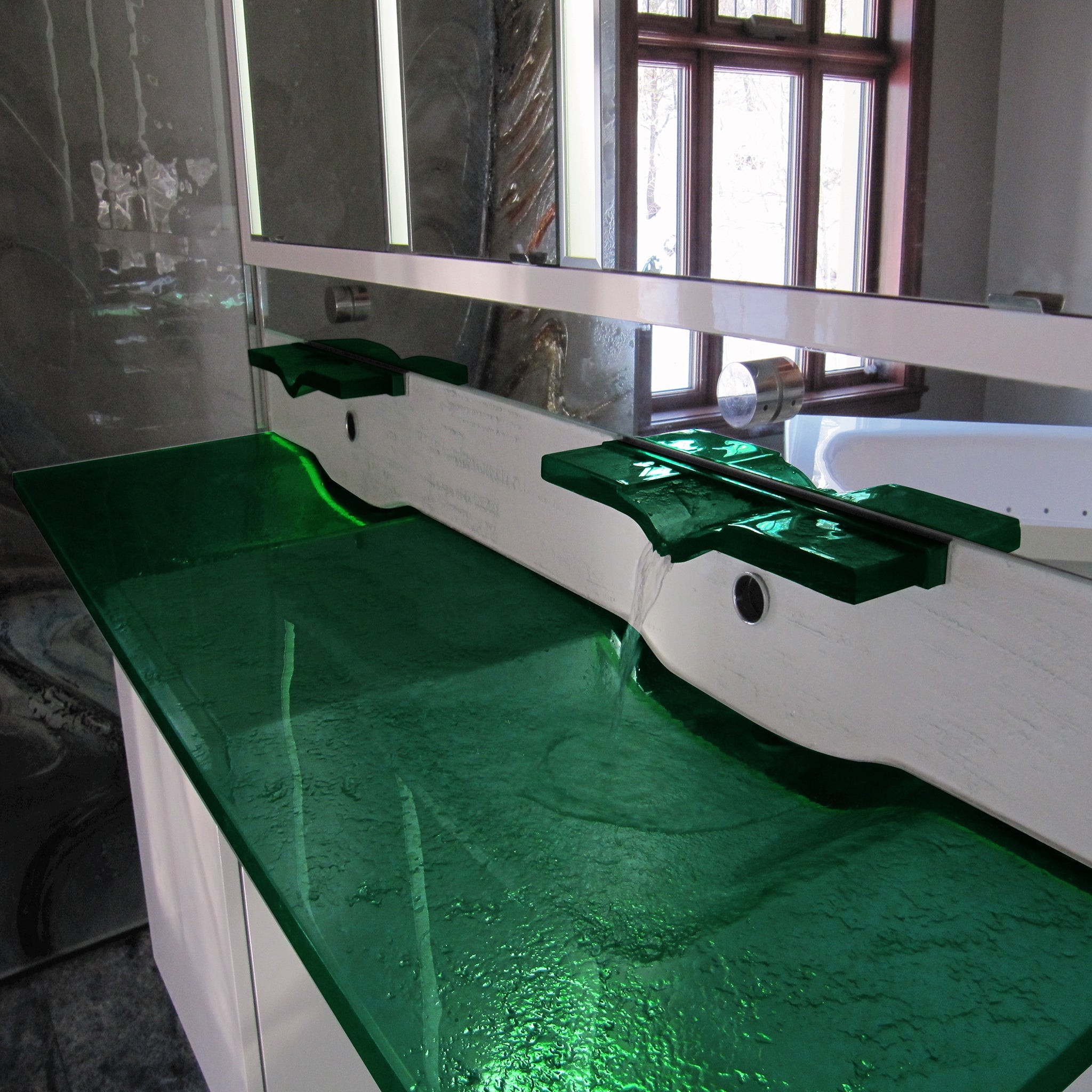 LAS074.2 "LA Source Duo" Sleek Rectangular Wash Basin - Bespoke Custom Collection VERRE GALLERY by Renaissance Glassworks Inc