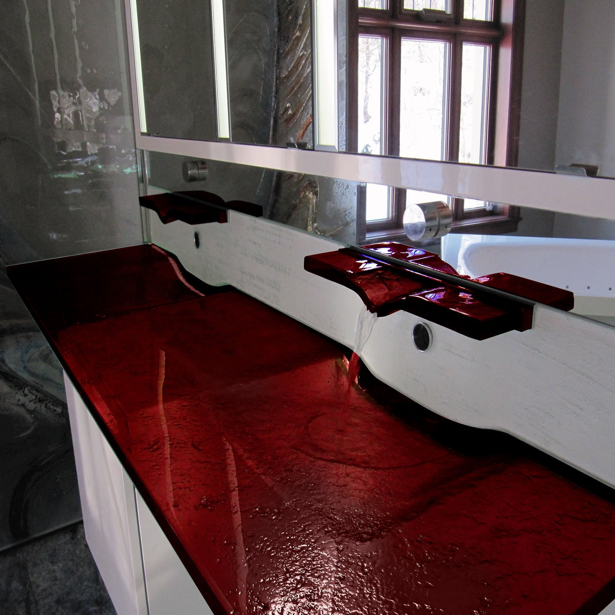 LAS074.2 "LA Source Duo" Sleek Rectangular Wash Basin - Bespoke Custom Collection VERRE GALLERY by Renaissance Glassworks Inc