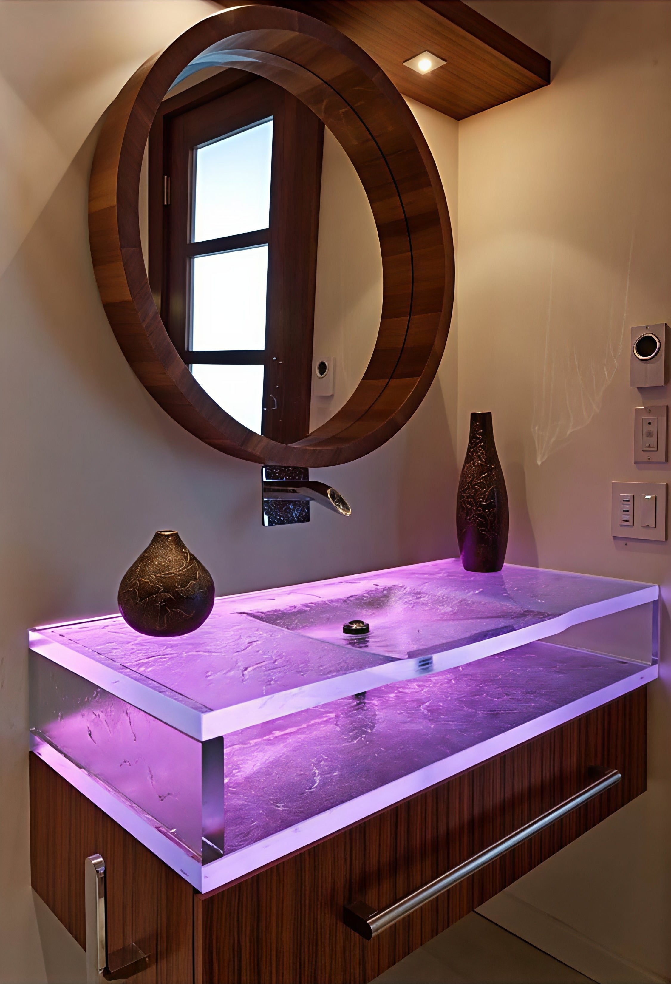 LAS073 "La Michelle" Deco Rectangular Wash Basin - Bespoke Custom Collection VERRE GALLERY by Renaissance Glassworks Inc