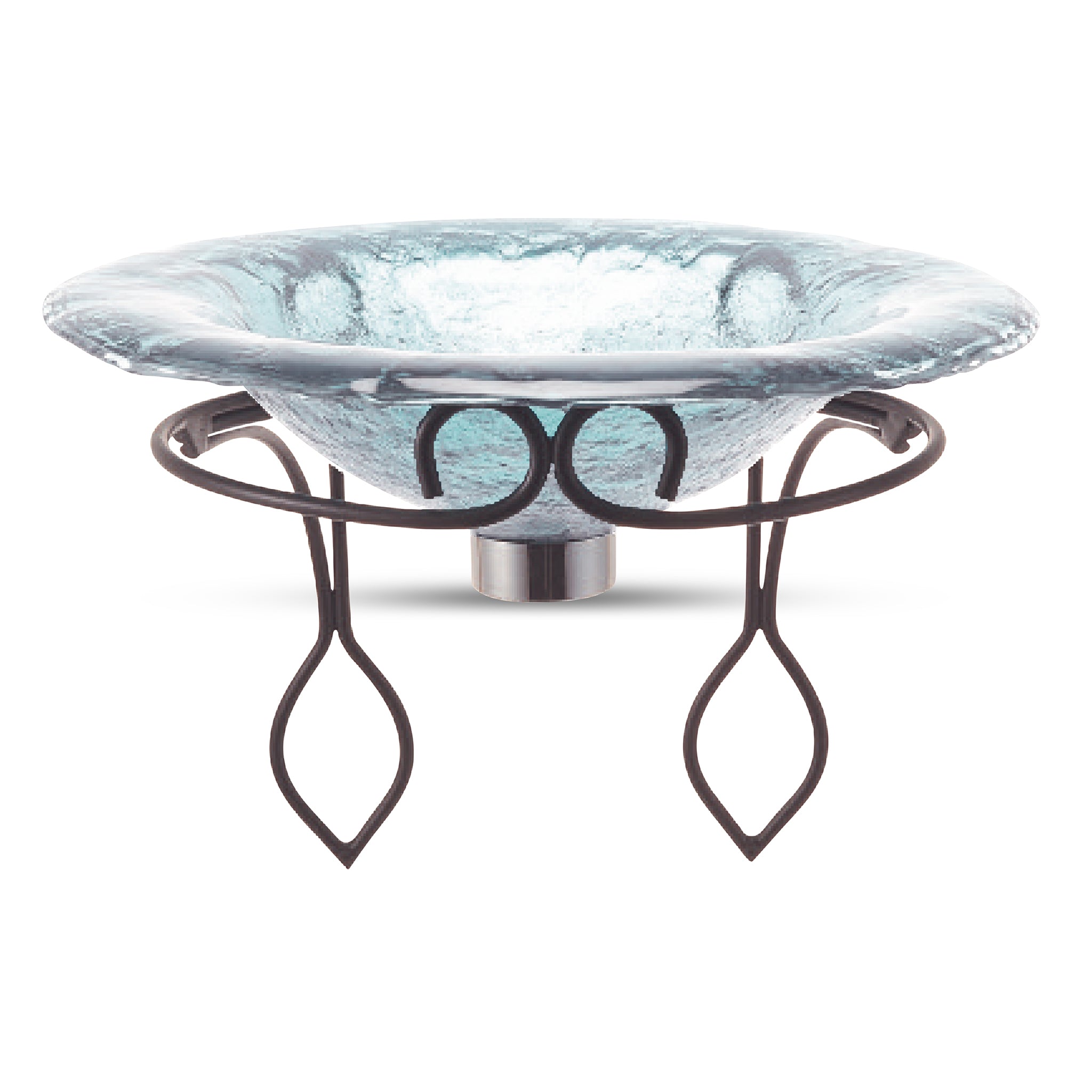 LAS100 Glass Vessel Sink Bathroom Basin With Wrought Iron Wall Mount Support