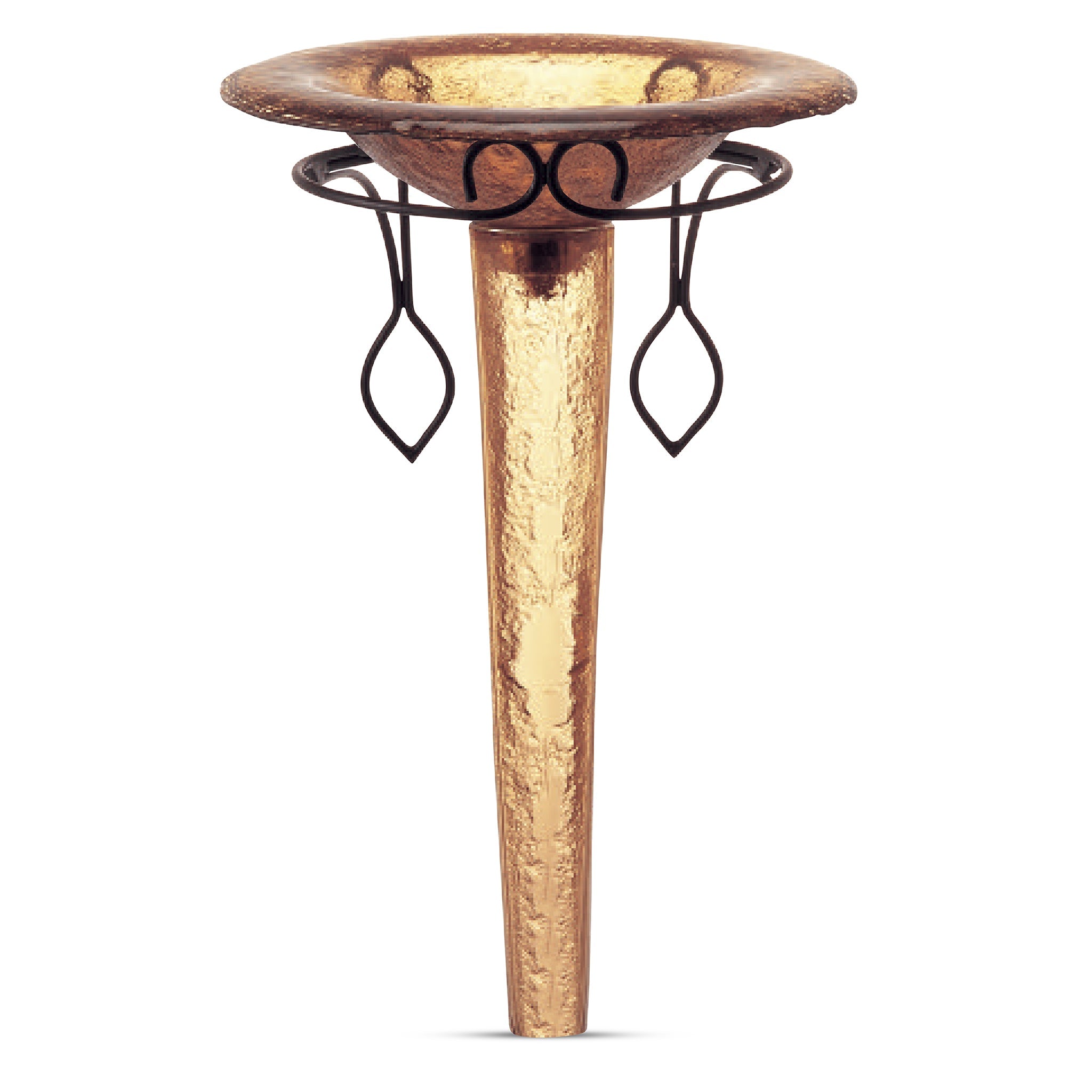 LAS101 Round Basin on Pedestal with Wrought Iron Support - Premium Set VERRE GALLERY by Renaissance Glassworks Inc