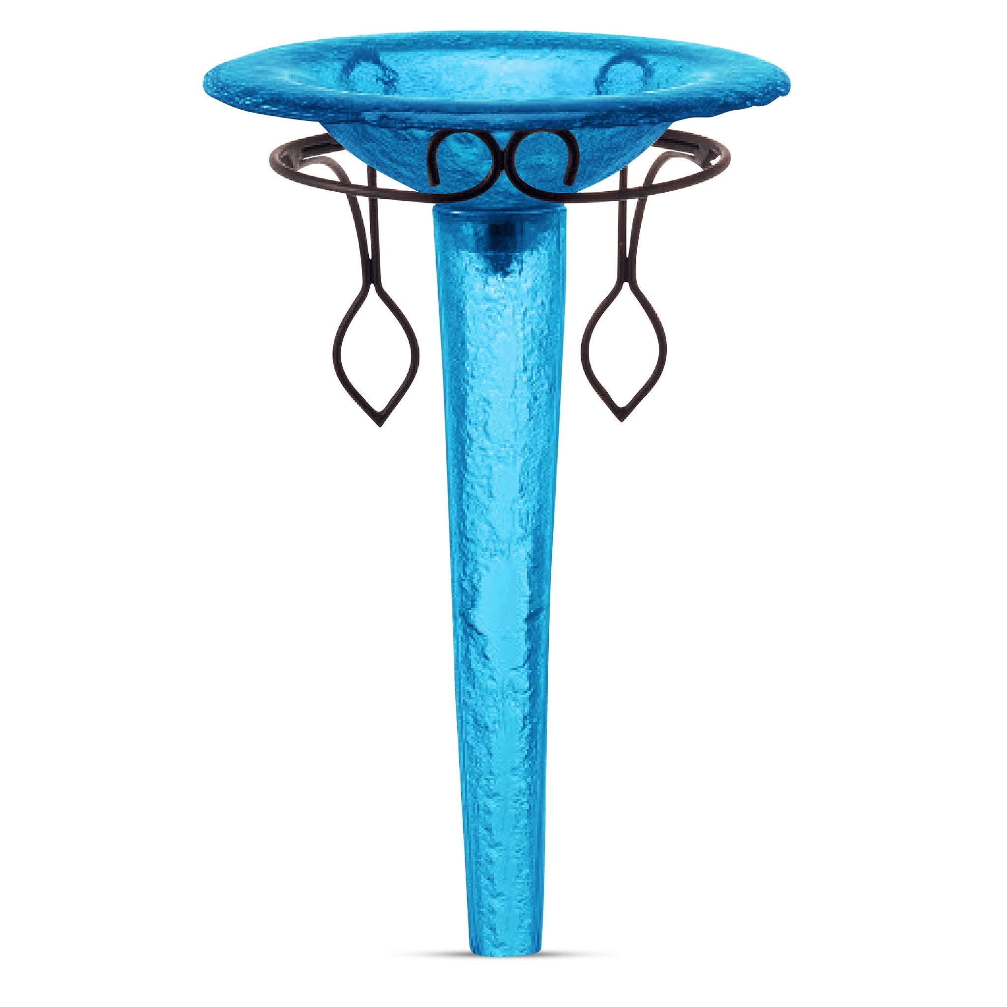 LAS101 Round Basin on Pedestal with Wrought Iron Support - Premium Set VERRE GALLERY by Renaissance Glassworks Inc