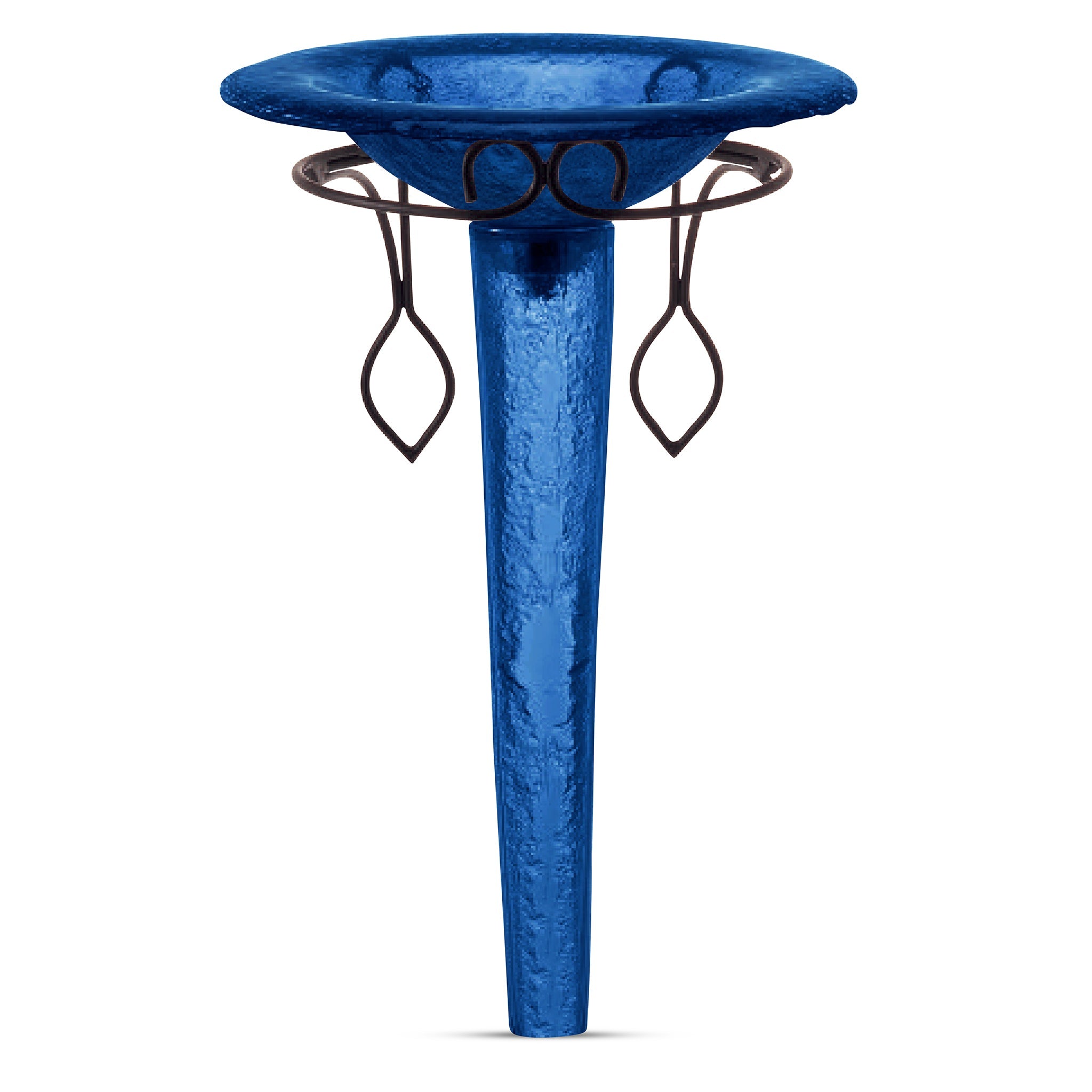 LAS101 Round Basin on Pedestal with Wrought Iron Support - Premium Set VERRE GALLERY by Renaissance Glassworks Inc