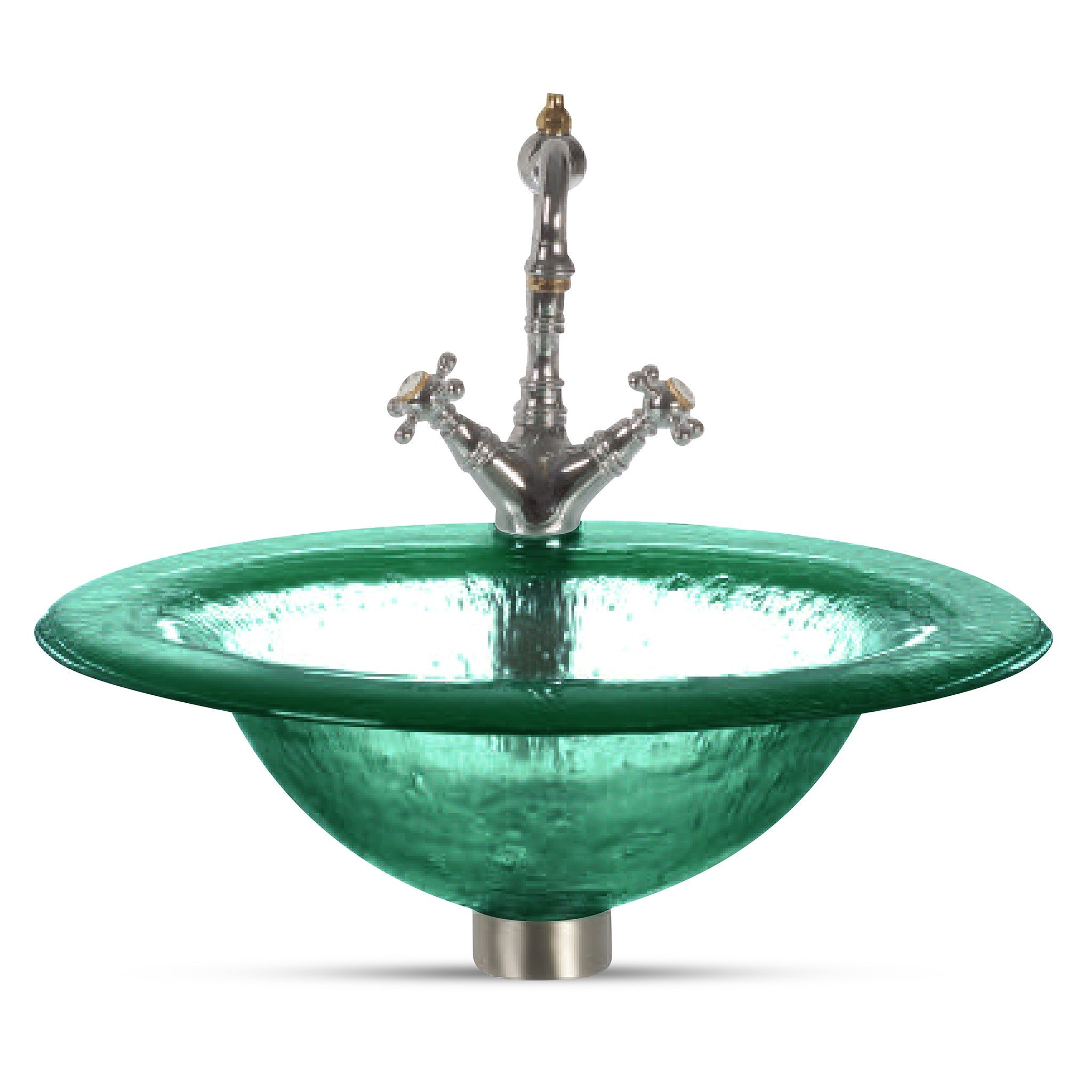 LAS112 Round Drop-In Basin with Oval Sink - Premium Handcrafted VERRE GALLERY by Renaissance Glassworks Inc