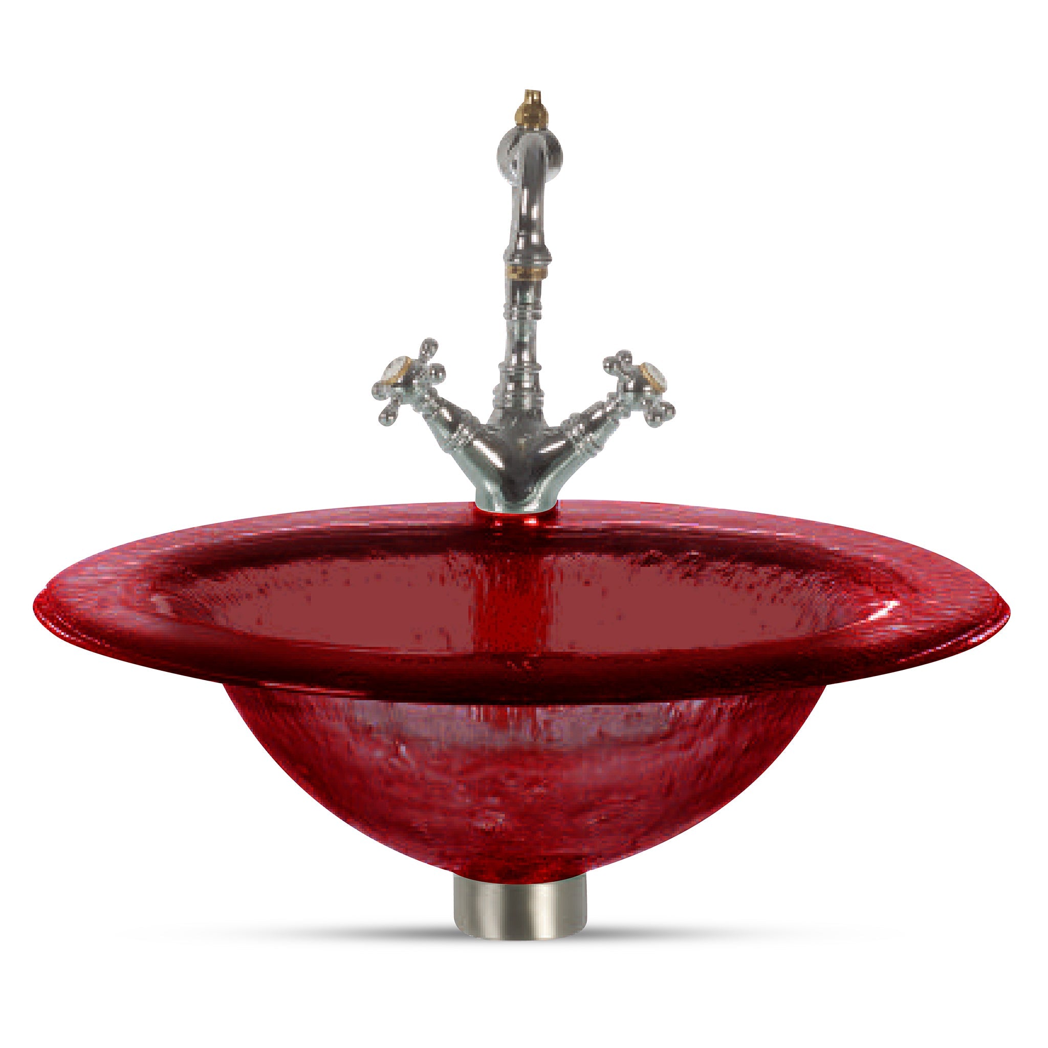 LAS112 Round Drop-In Basin with Oval Sink - Premium Handcrafted VERRE GALLERY by Renaissance Glassworks Inc