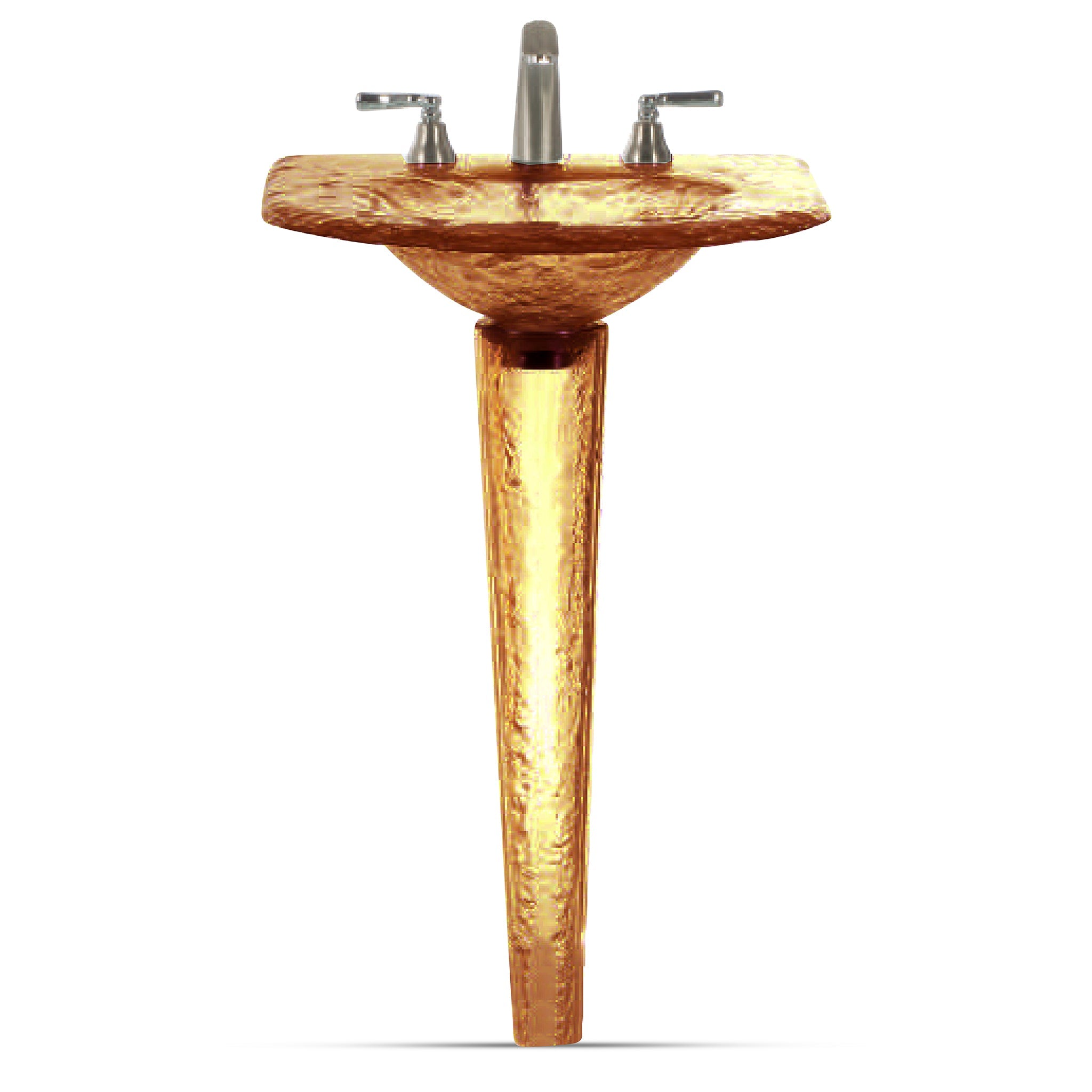 LAS121 Round Basin Squared to Wall on Pedestal - Premium Space-Saving Design VERRE GALLERY by Renaissance Glassworks Inc