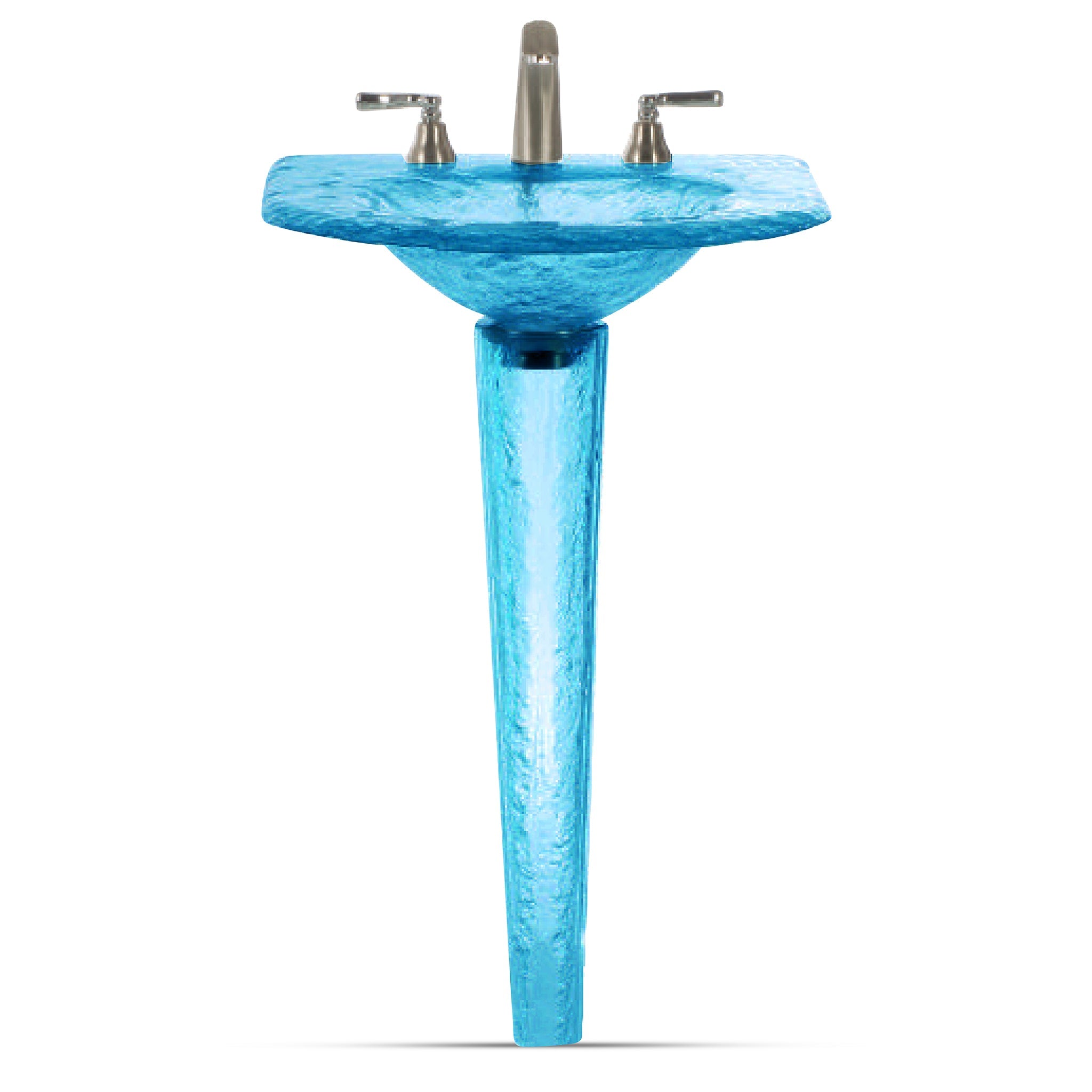 LAS121 Round Basin Squared to Wall on Pedestal - Premium Space-Saving Design VERRE GALLERY by Renaissance Glassworks Inc