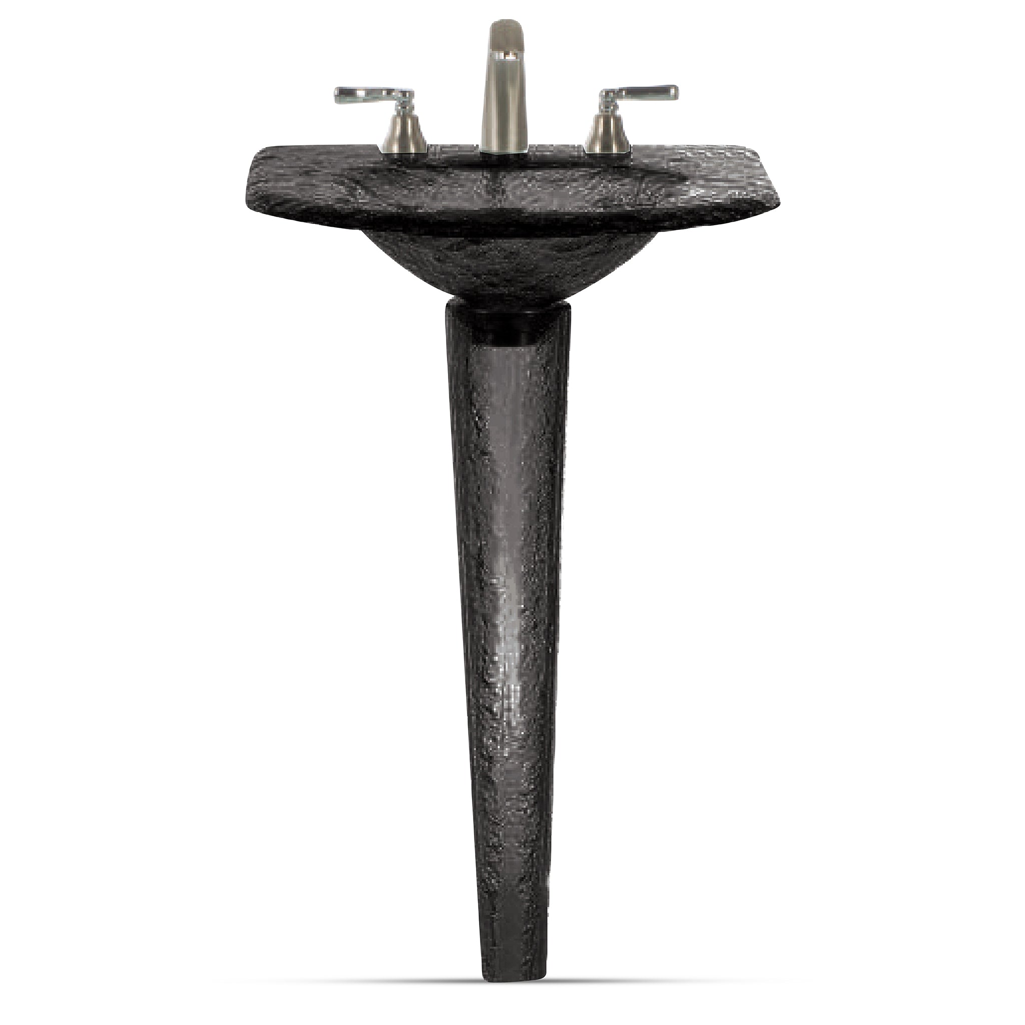 LAS121 Round Basin Squared to Wall on Pedestal - Premium Space-Saving Design VERRE GALLERY by Renaissance Glassworks Inc