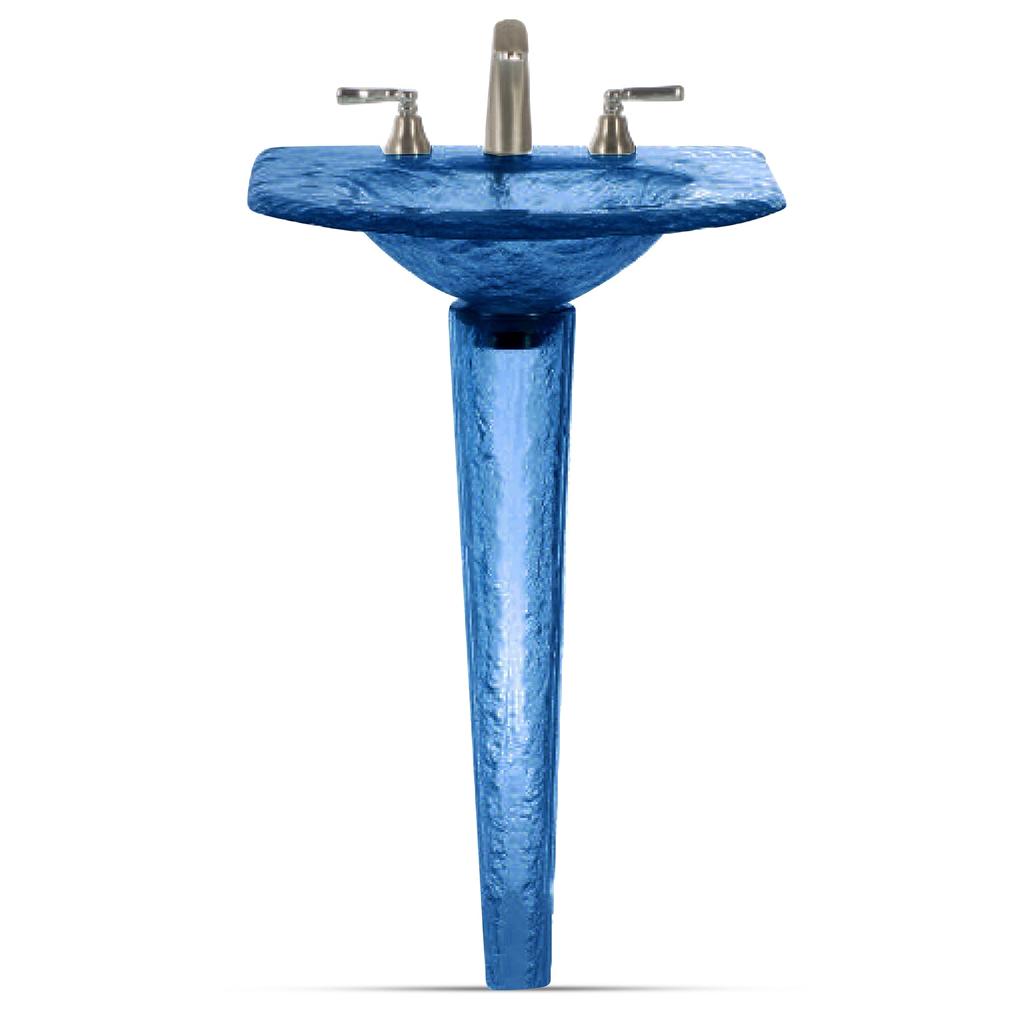 LAS121 Round Basin Squared to Wall on Pedestal - Premium Space-Saving Design VERRE GALLERY by Renaissance Glassworks Inc