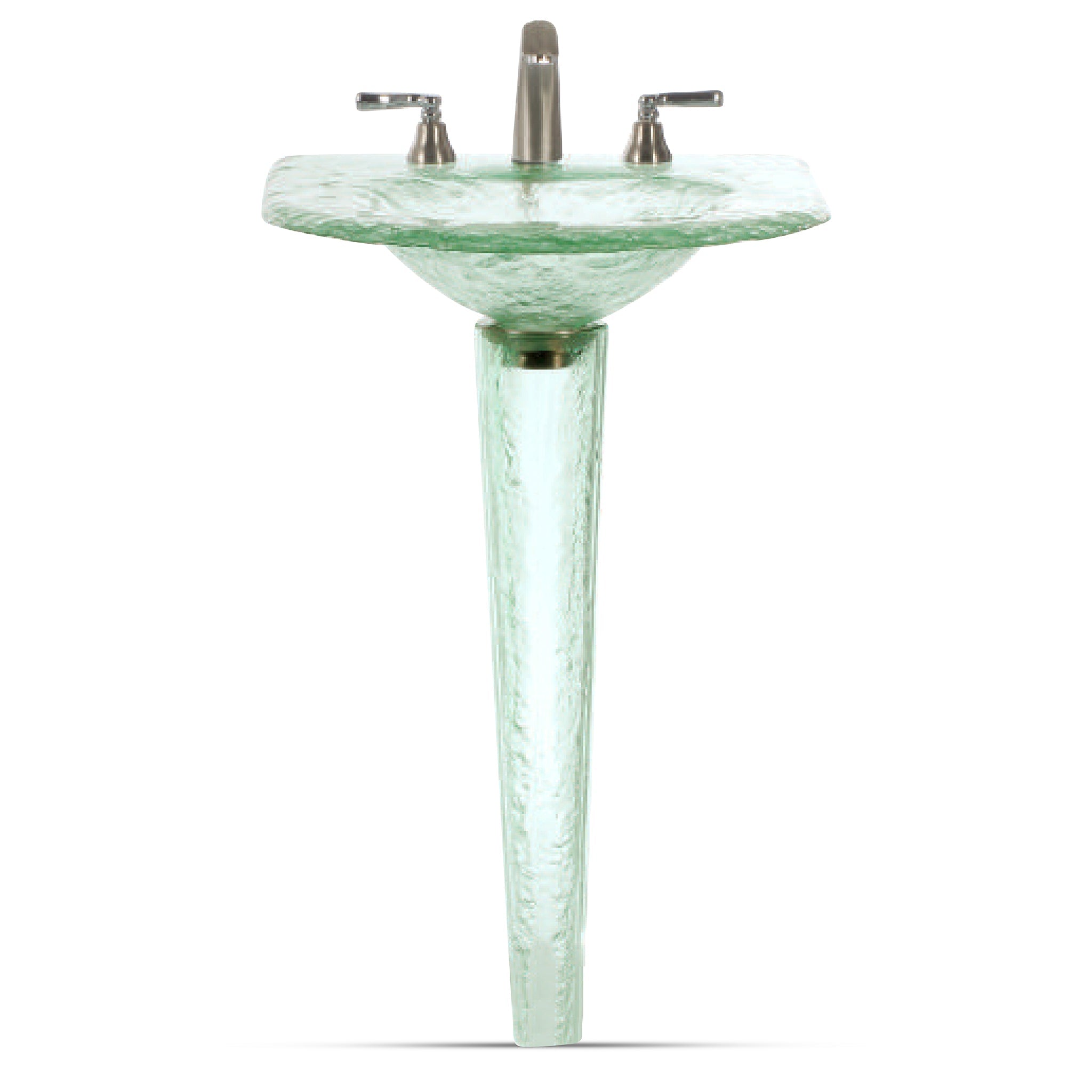 LAS121 Round Basin Squared to Wall on Pedestal - Premium Space-Saving Design VERRE GALLERY by Renaissance Glassworks Inc