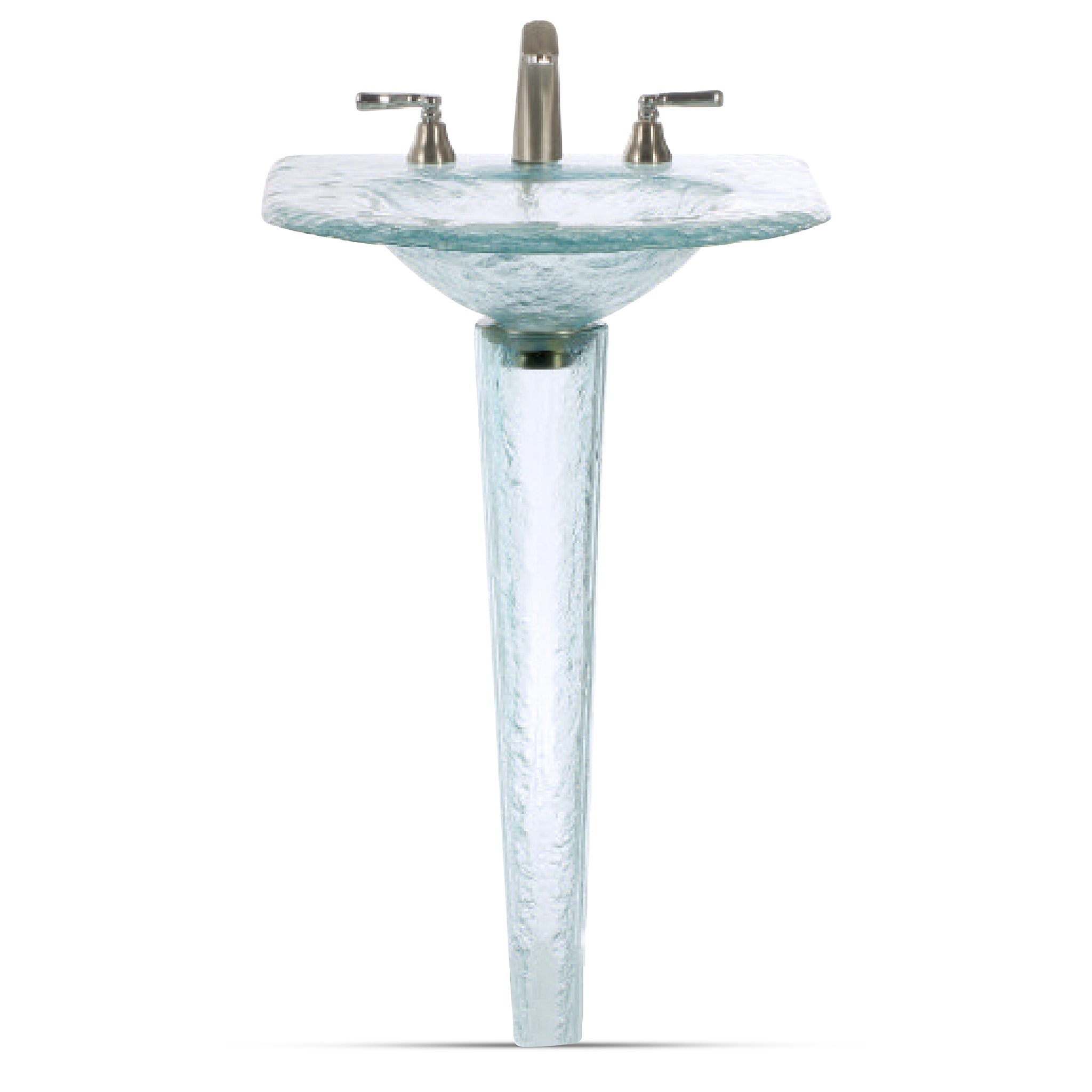 LAS121 Round Basin Squared to Wall on Pedestal - Premium Space-Saving Design VERRE GALLERY by Renaissance Glassworks Inc