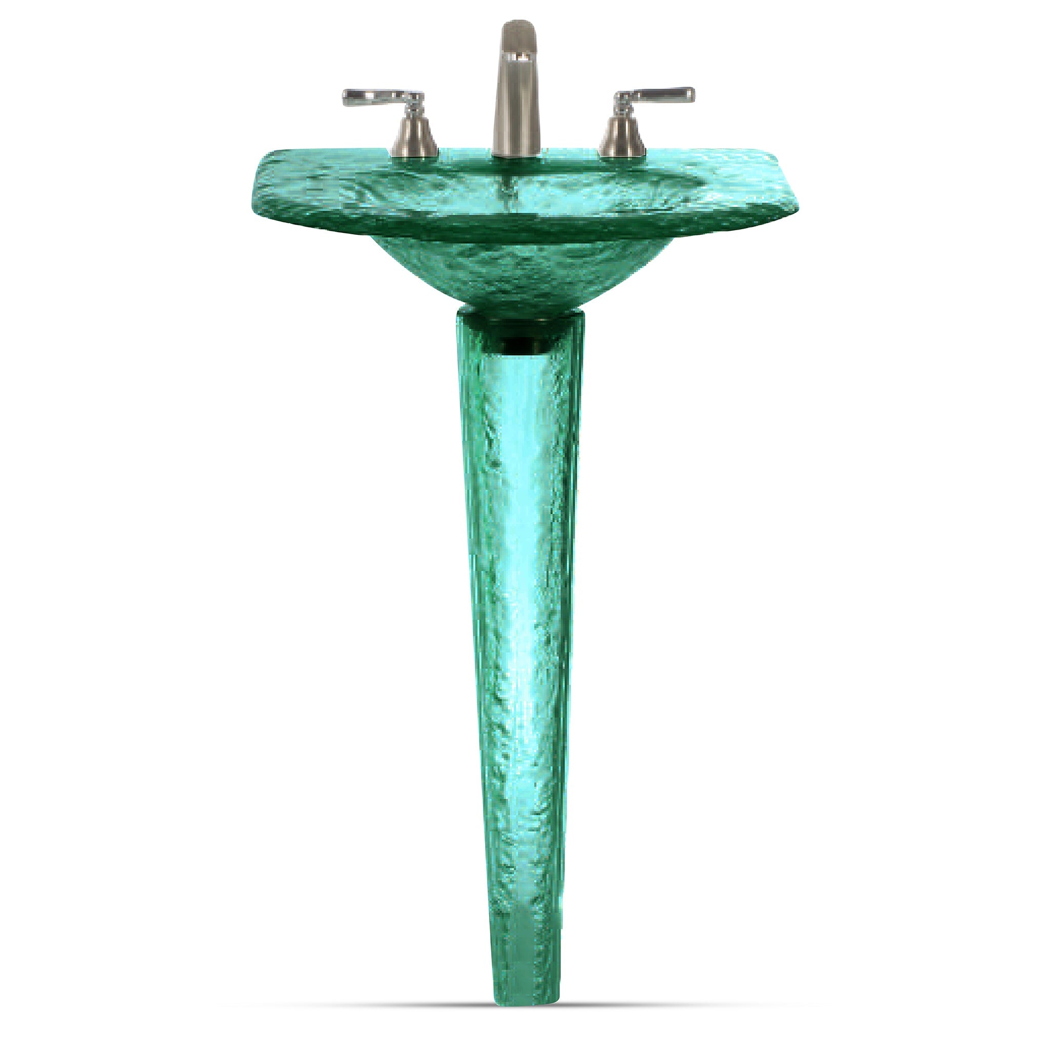 LAS121 Round Basin Squared to Wall on Pedestal - Premium Space-Saving Design VERRE GALLERY by Renaissance Glassworks Inc