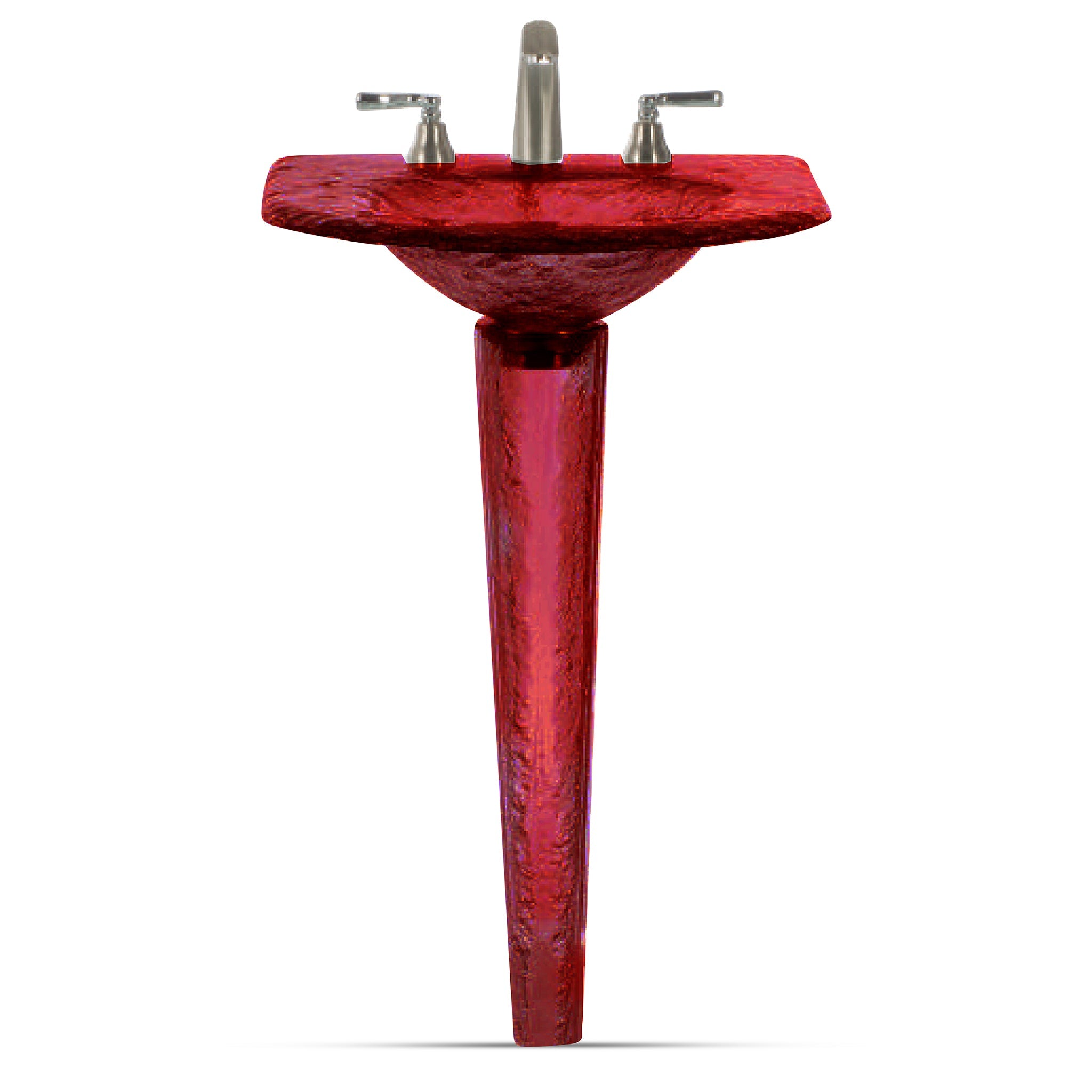 LAS121 Round Basin Squared to Wall on Pedestal - Premium Space-Saving Design VERRE GALLERY by Renaissance Glassworks Inc