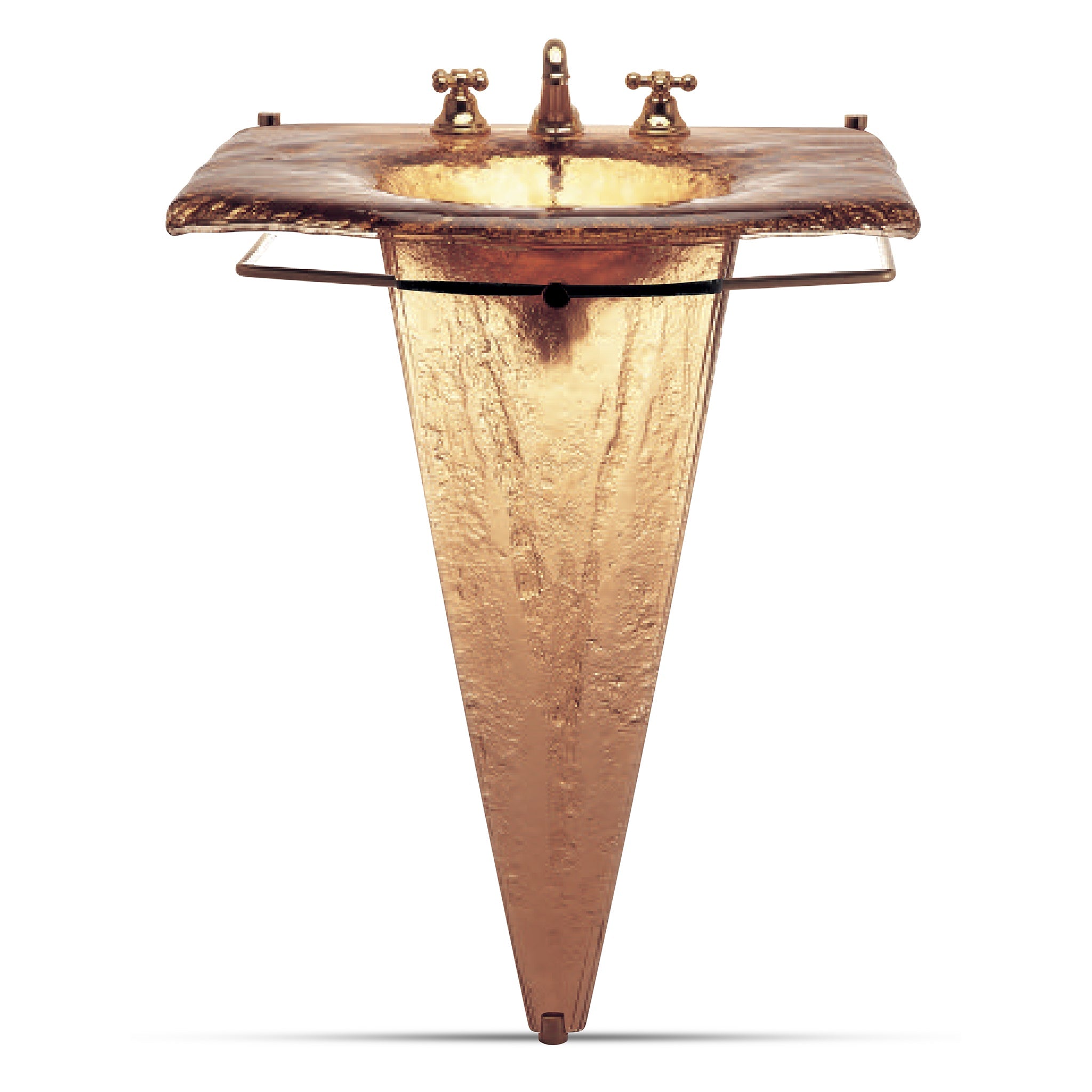 LAS300 Large Basin on Pedestal with Towel Bar - Premium Complete Set VERRE GALLERY by Renaissance Glassworks Inc