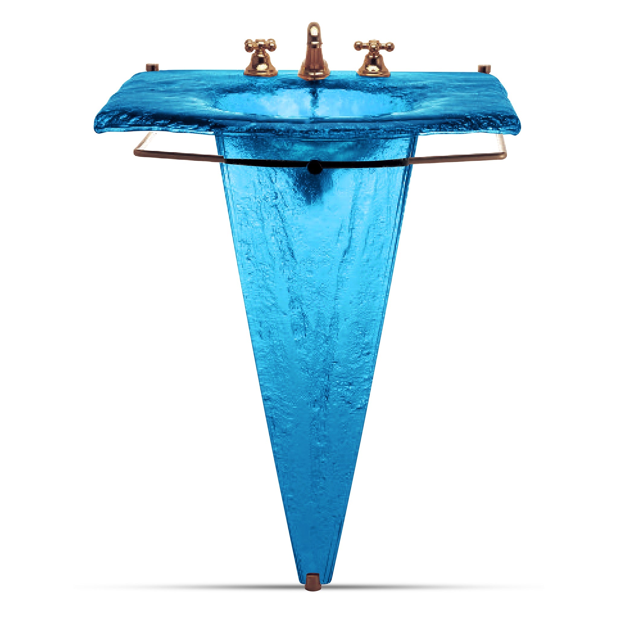 LAS300 Large Basin on Pedestal with Towel Bar - Premium Complete Set VERRE GALLERY by Renaissance Glassworks Inc