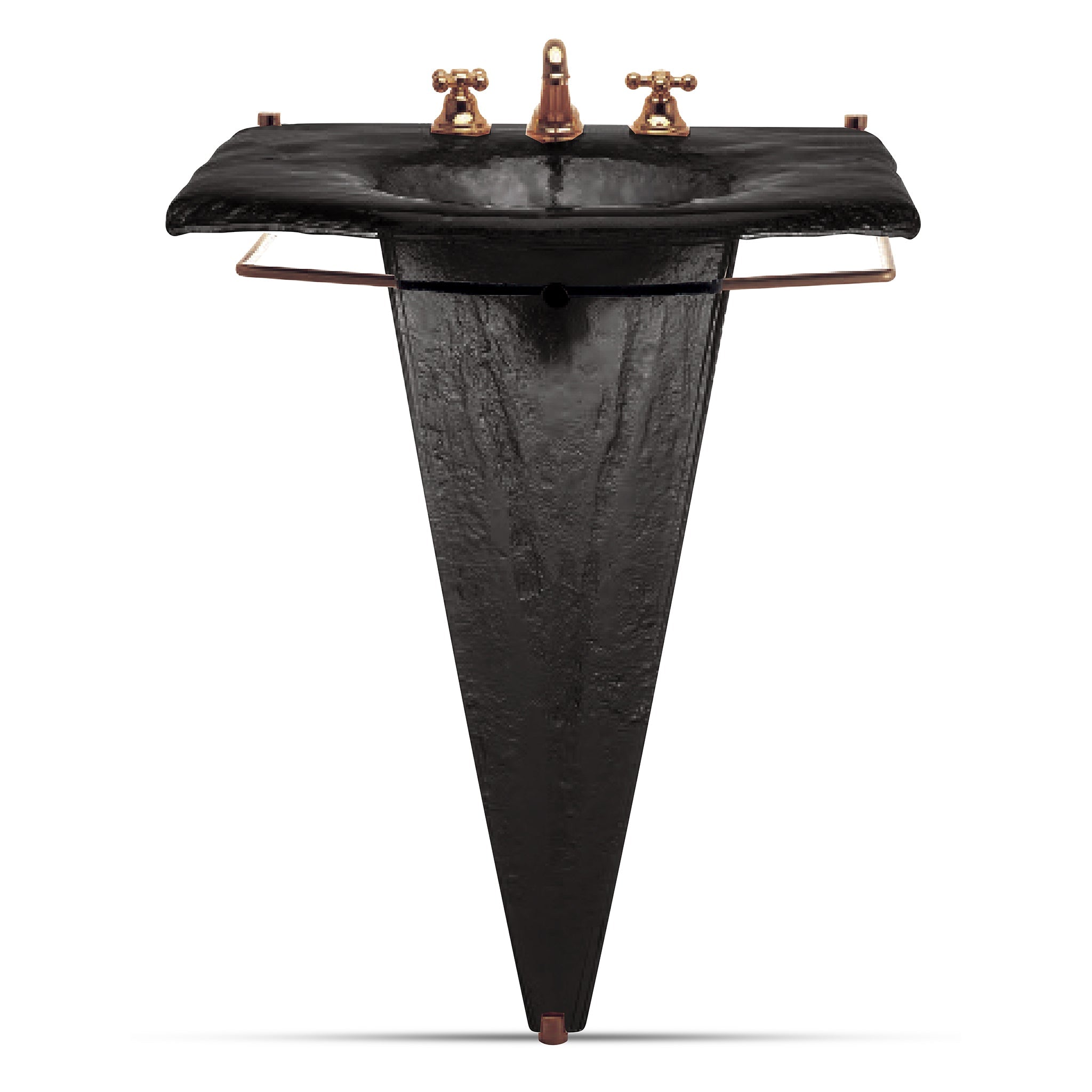 LAS300 Large Basin on Pedestal with Towel Bar - Premium Complete Set VERRE GALLERY by Renaissance Glassworks Inc