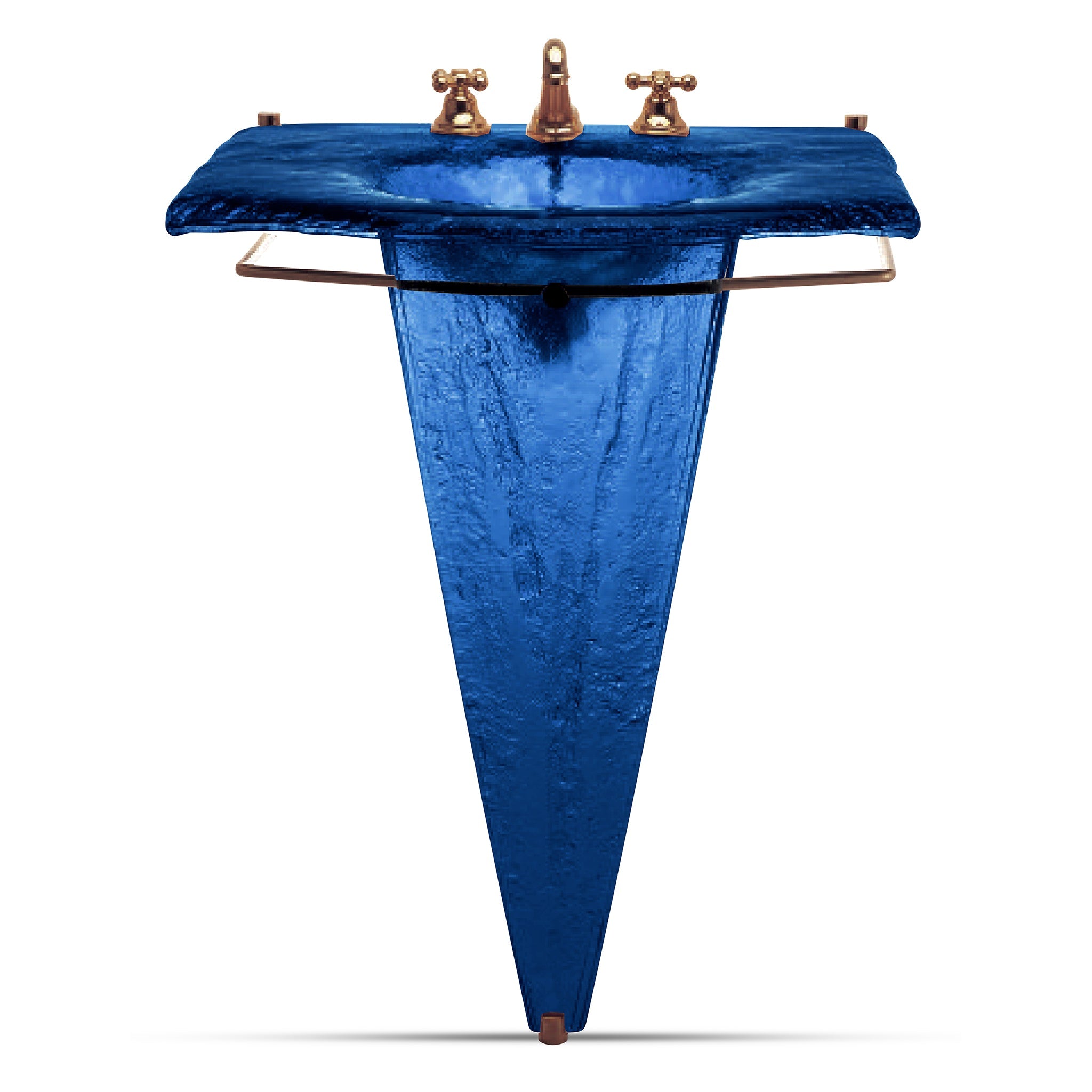 LAS300 Large Basin on Pedestal with Towel Bar - Premium Complete Set VERRE GALLERY by Renaissance Glassworks Inc