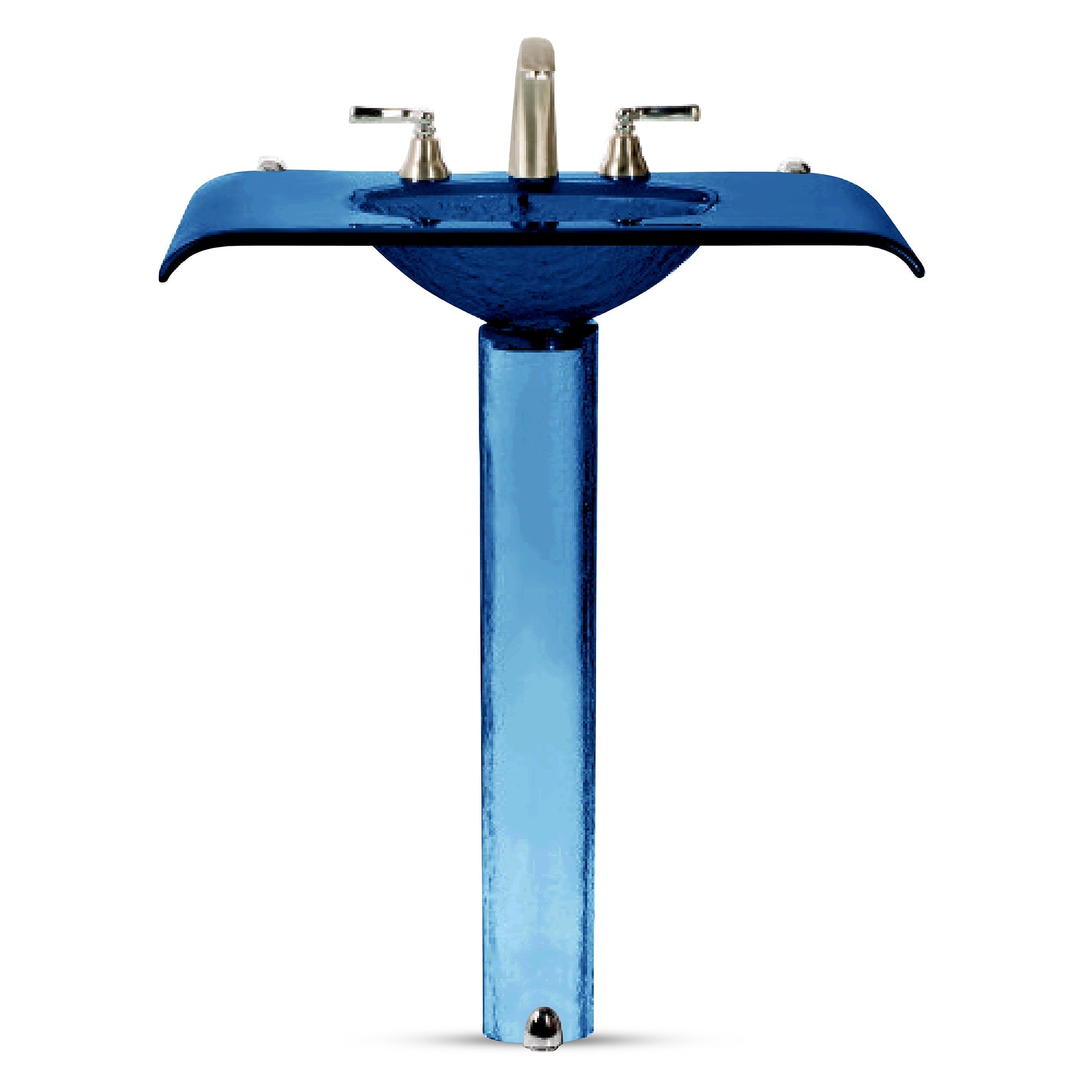 LAS310 Curved Countertop with Integrated Basin on Pedestal - Premium Set VERRE GALLERY by Renaissance Glassworks Inc