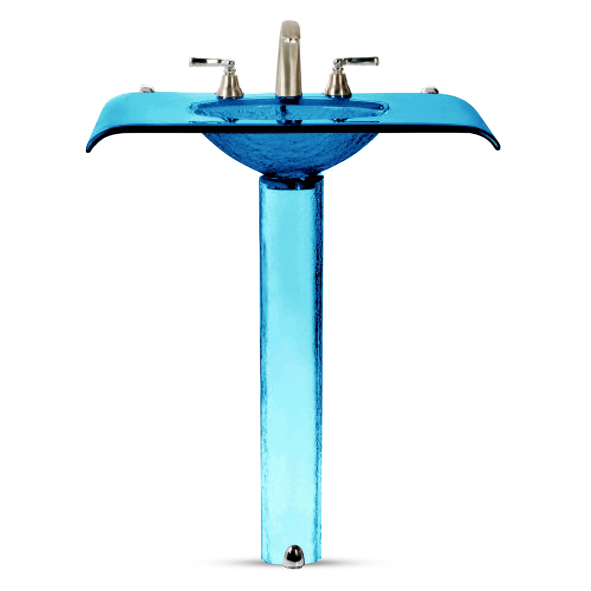 LAS310 Curved Countertop with Integrated Basin on Pedestal - Premium Set VERRE GALLERY by Renaissance Glassworks Inc