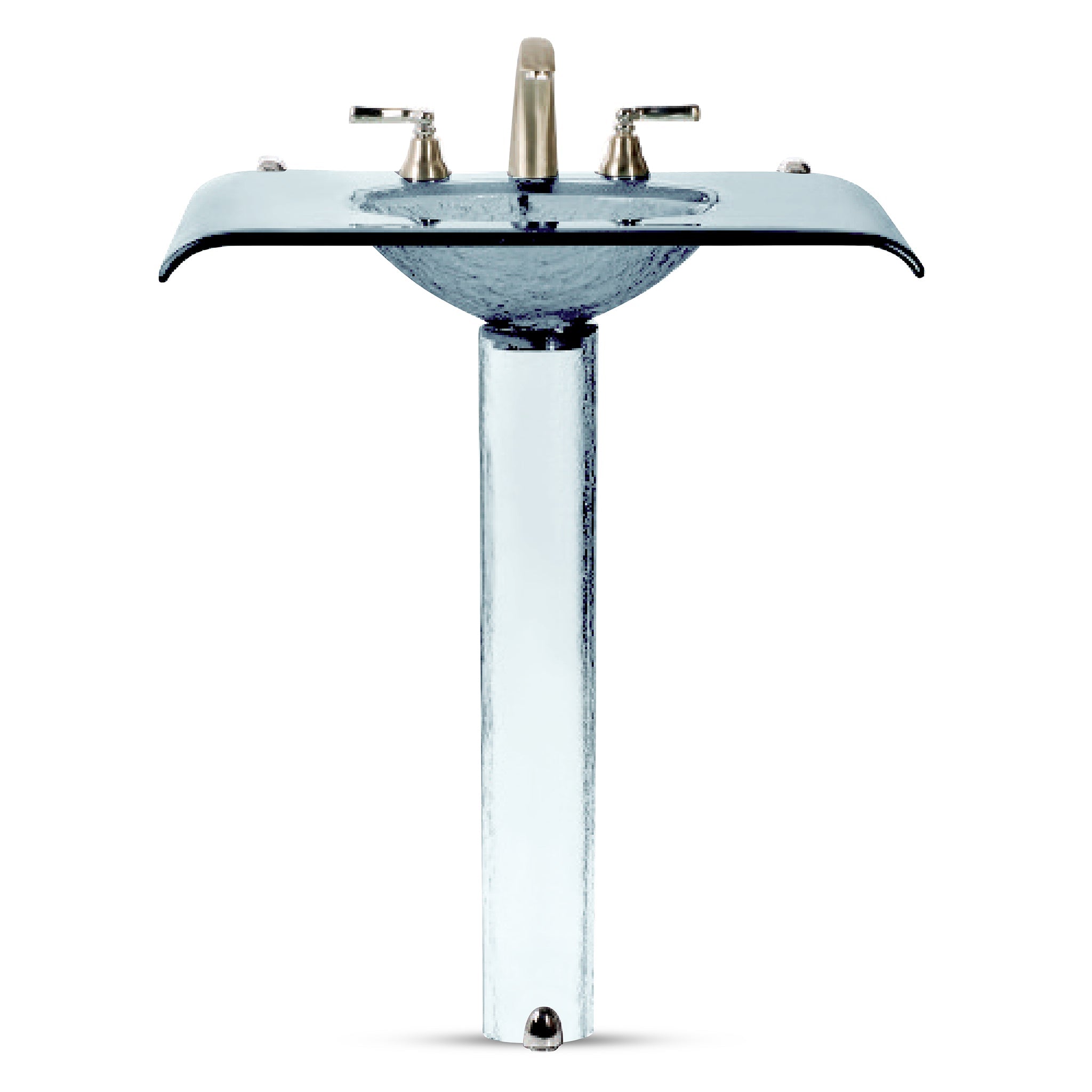 LAS310 Curved Countertop with Integrated Basin on Pedestal - Premium Set VERRE GALLERY by Renaissance Glassworks Inc