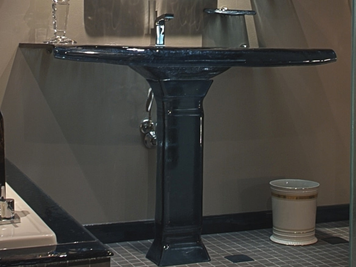 LAS340 Euro Large Square Basin on Pedestal - Premium Statement Piece VERRE GALLERY by Renaissance Glassworks Inc
