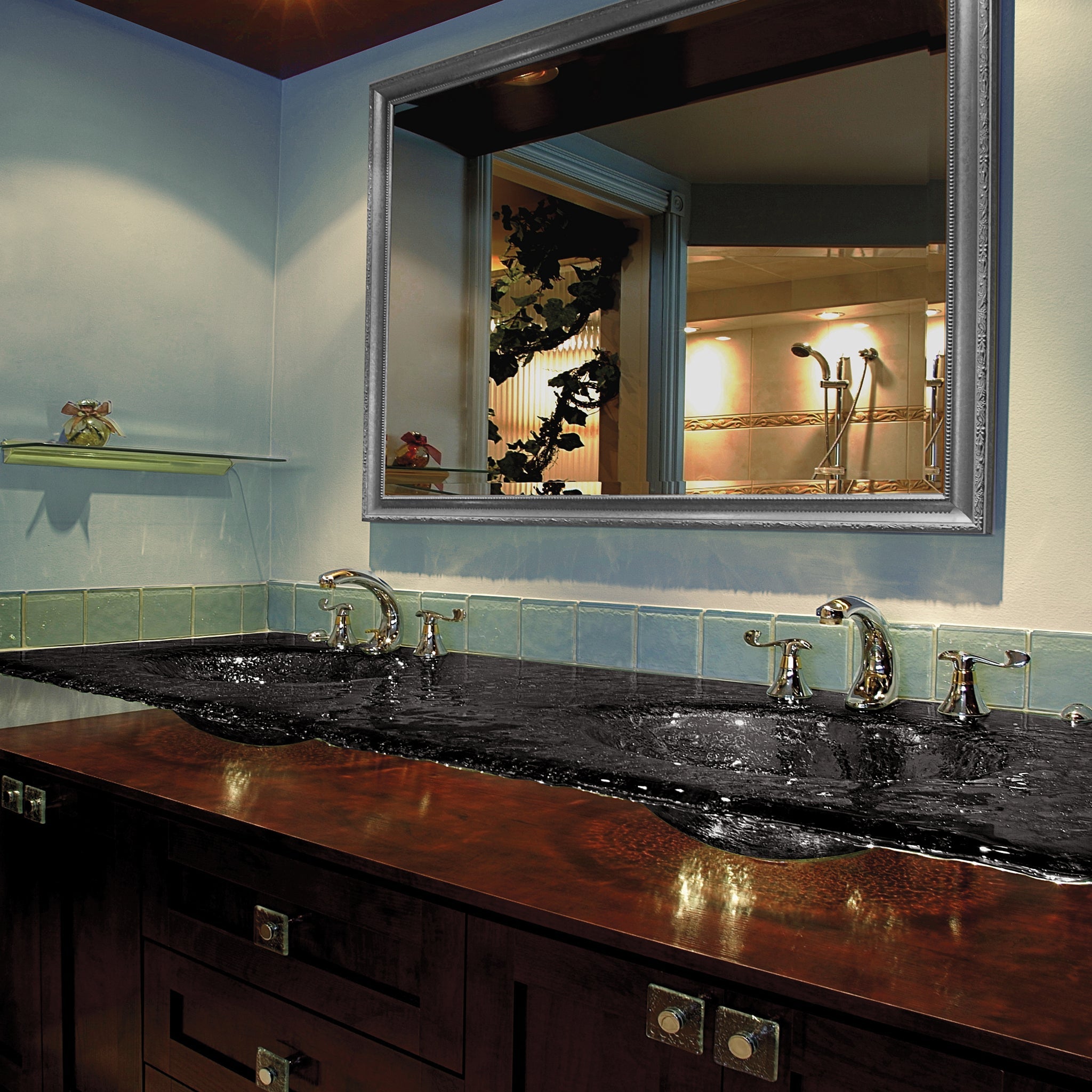 LAS520 Countertop with Integrated Double Basin - Premium Set VERRE GALLERY by Renaissance Glassworks Inc