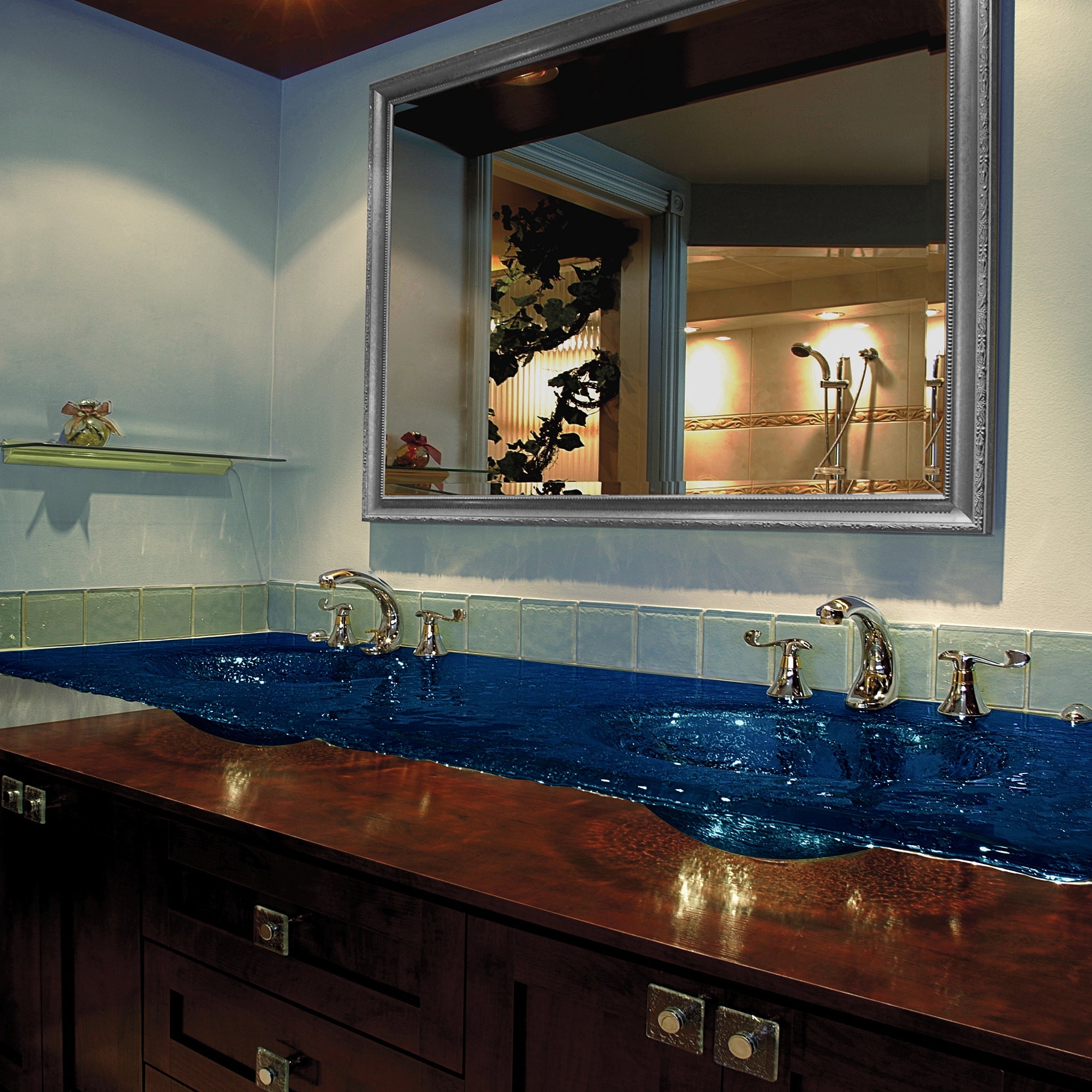 LAS520 Countertop with Integrated Double Basin - Premium Set VERRE GALLERY by Renaissance Glassworks Inc