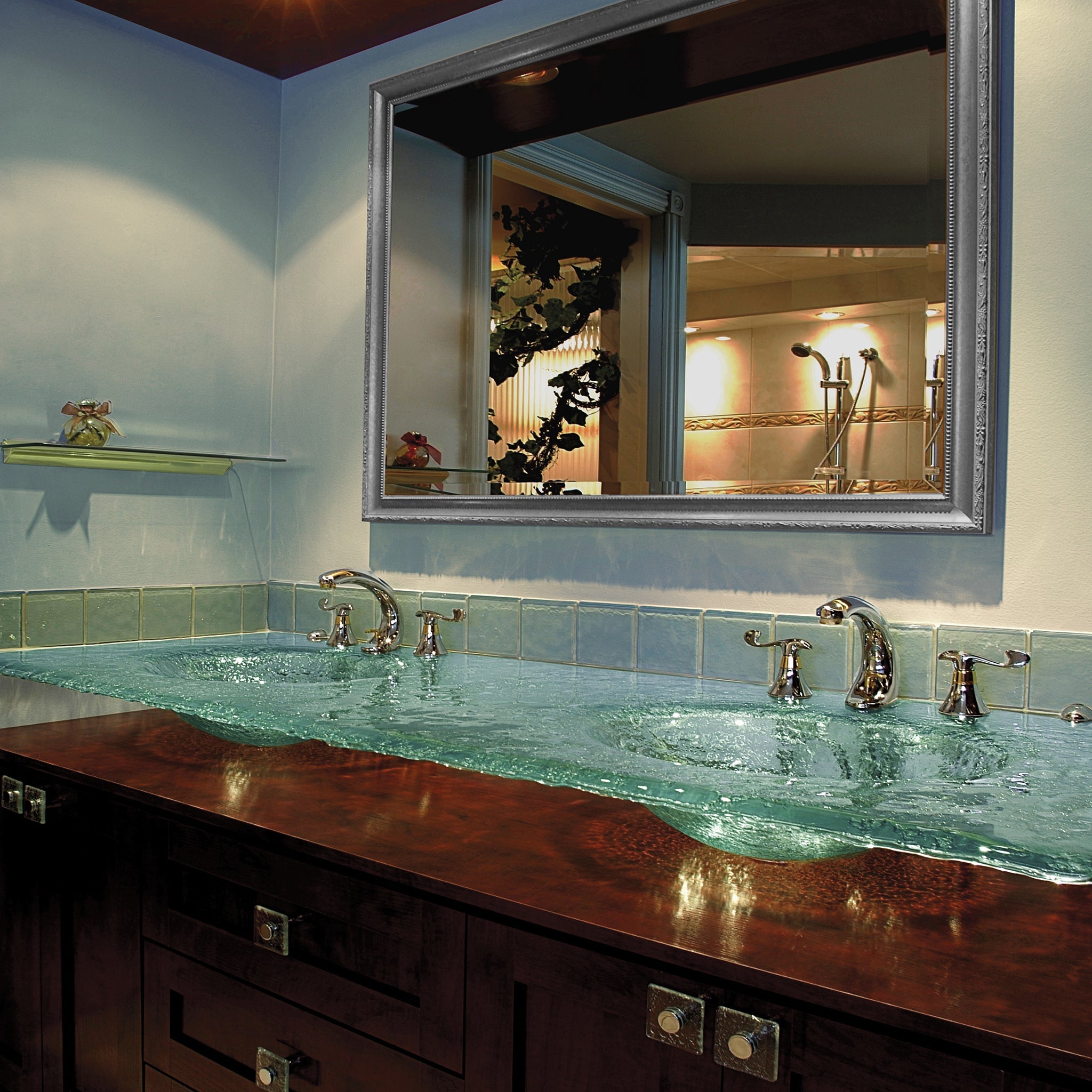 LAS520 Countertop with Integrated Double Basin - Premium Set VERRE GALLERY by Renaissance Glassworks Inc