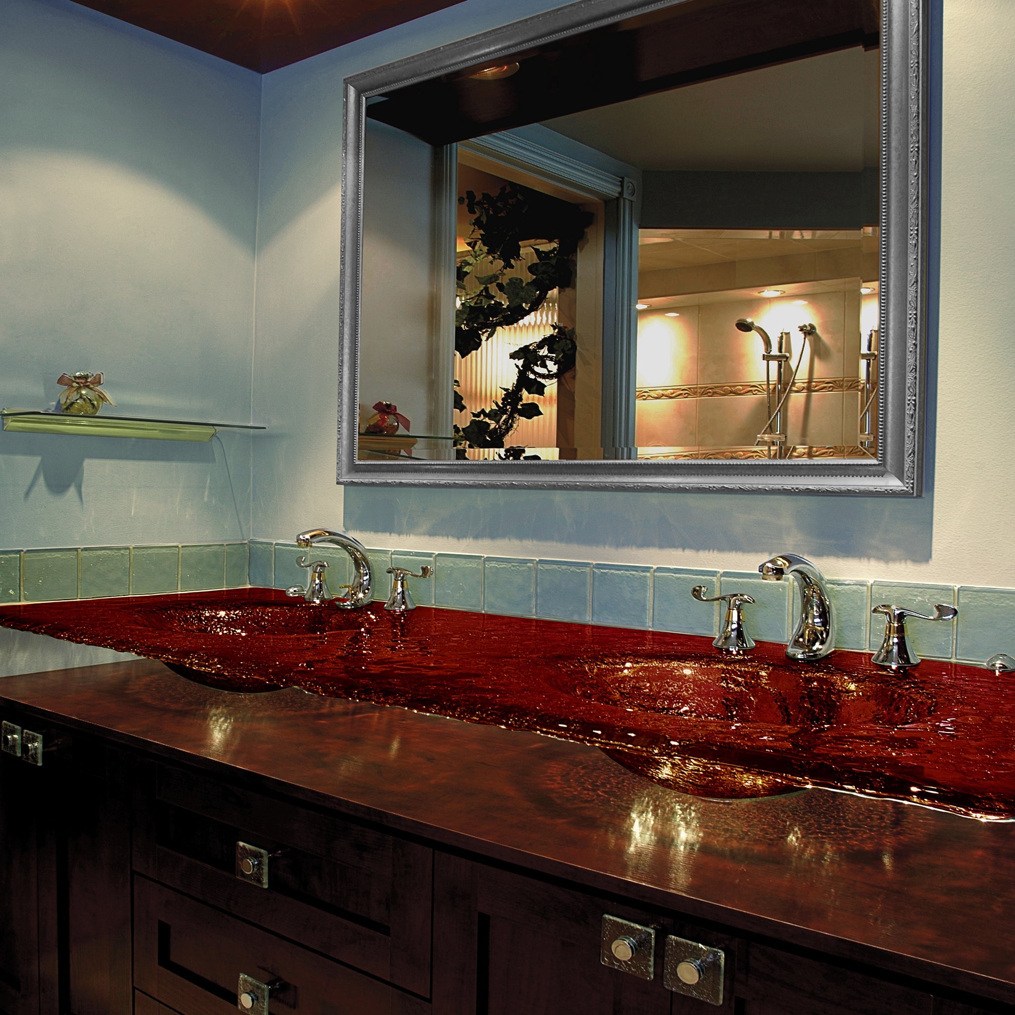 LAS520 Countertop with Integrated Double Basin - Premium Set VERRE GALLERY by Renaissance Glassworks Inc