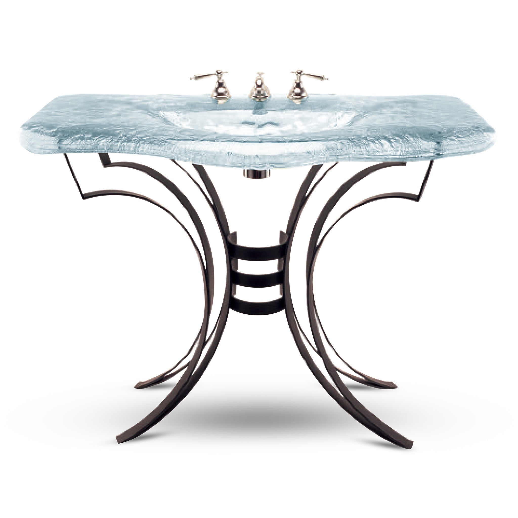 LAS600 Large Basin with Wrought Iron Vanity - Award-Winning Premium Set VERRE GALLERY by Renaissance Glassworks Inc