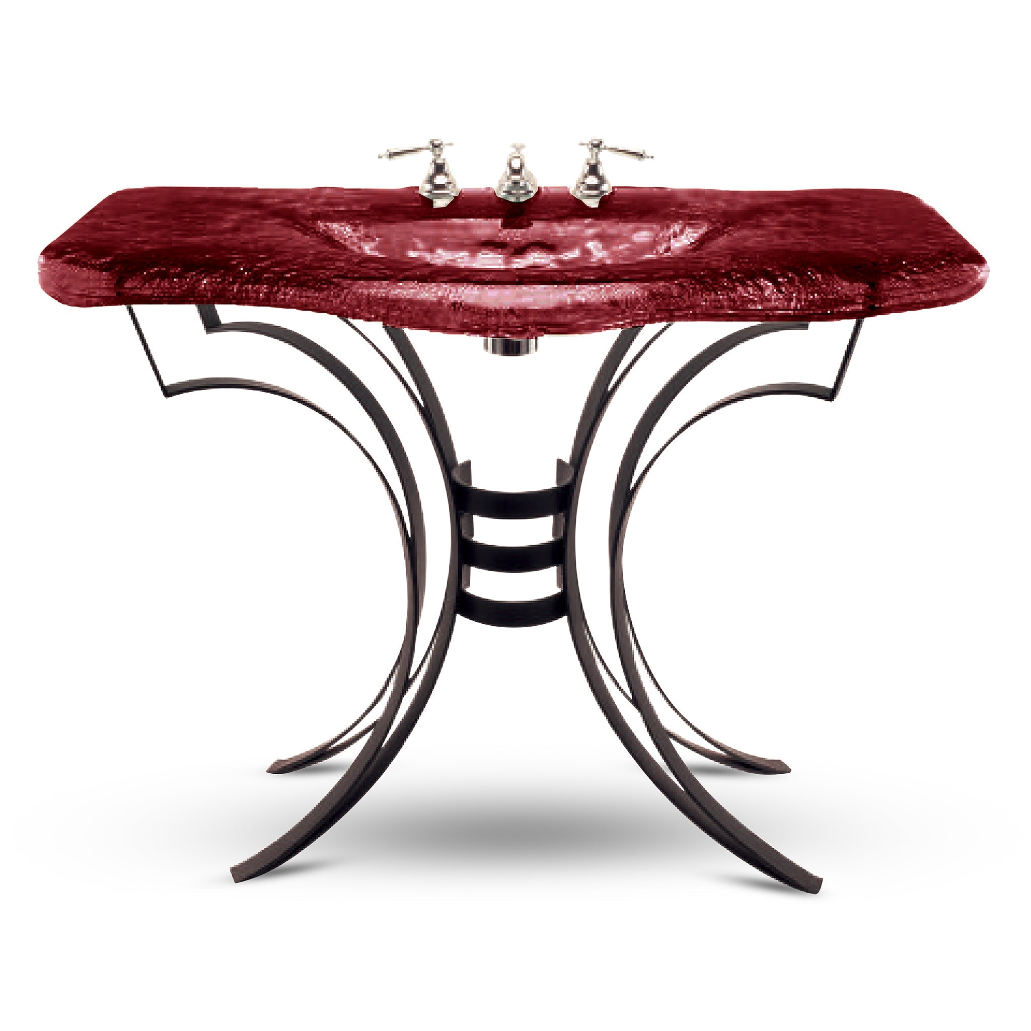 LAS600 Large Basin with Wrought Iron Vanity - Award-Winning Premium Set VERRE GALLERY by Renaissance Glassworks Inc