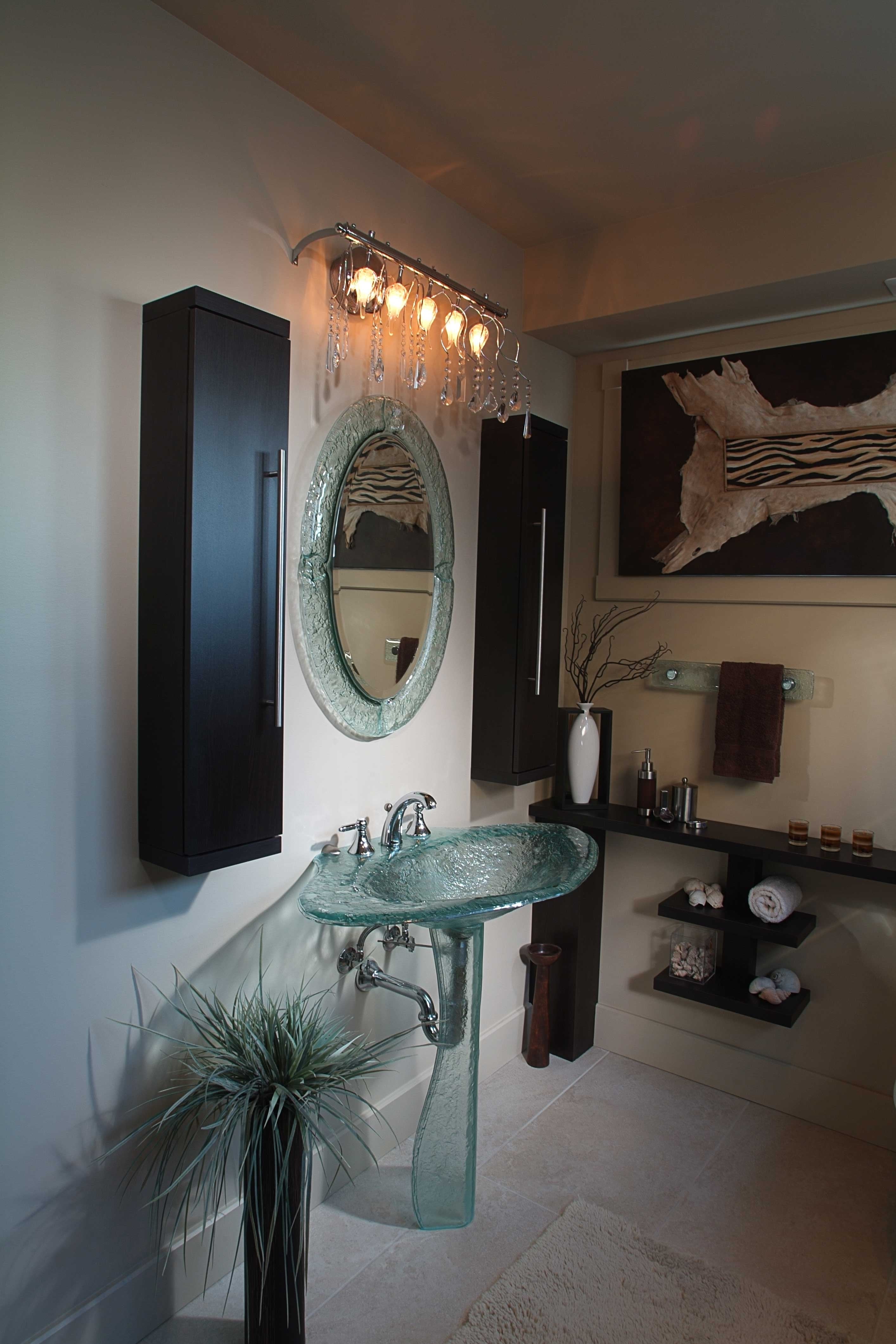 The Gabrielle — Glass Monolithic Oval Basin on Tapered Cylindrical Pedestal (LAS610) VERRE GALLERY by Renaissance Glassworks Inc