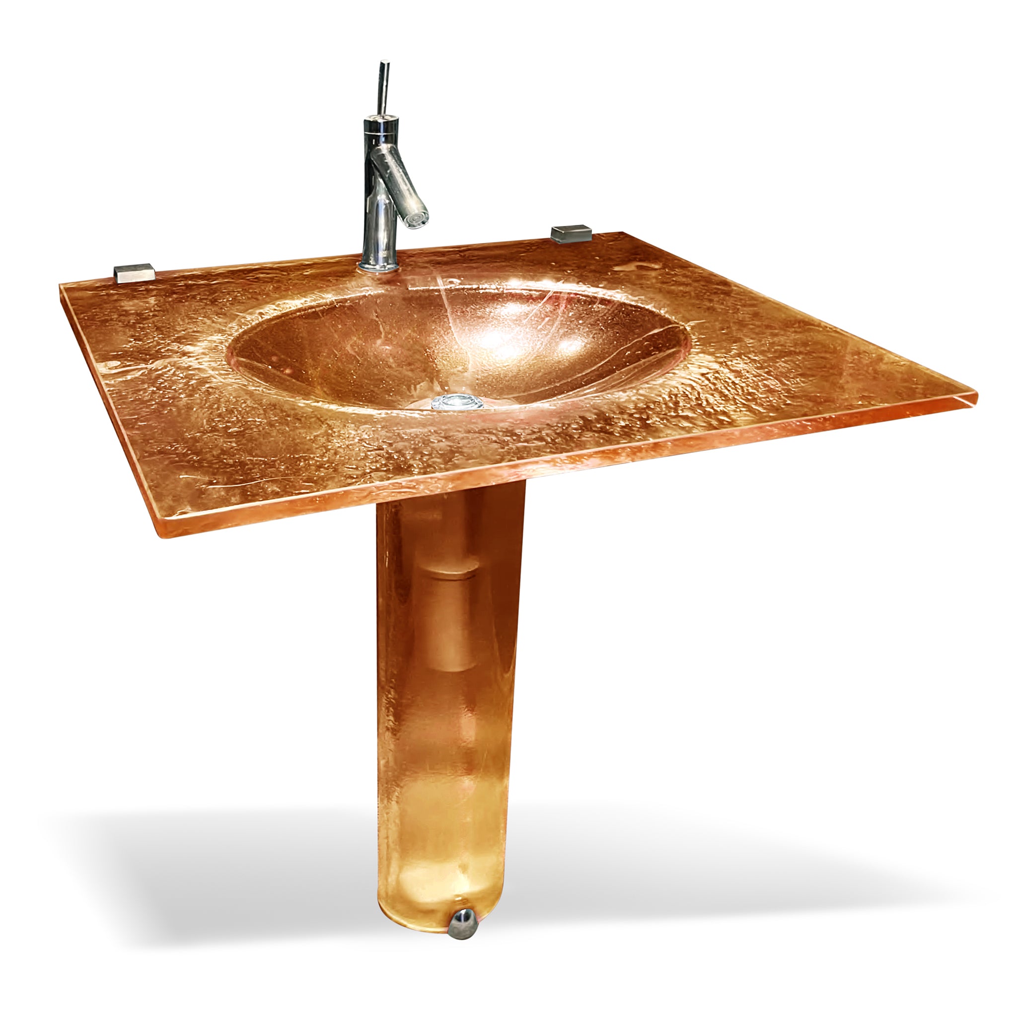 LAT113 3/4’’ (18mm) Thick Ultra Translucent Oval Basin on Small Round Pedestal