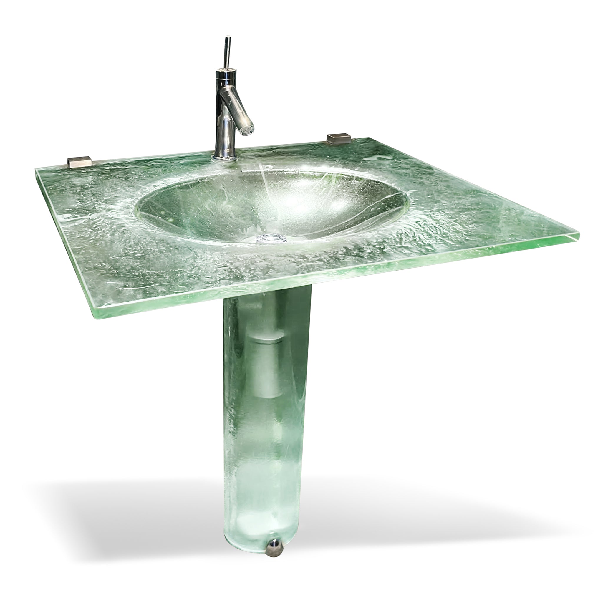 LAT113 3/4’’ (18mm) Thick Ultra Translucent Oval Basin on Small Round Pedestal