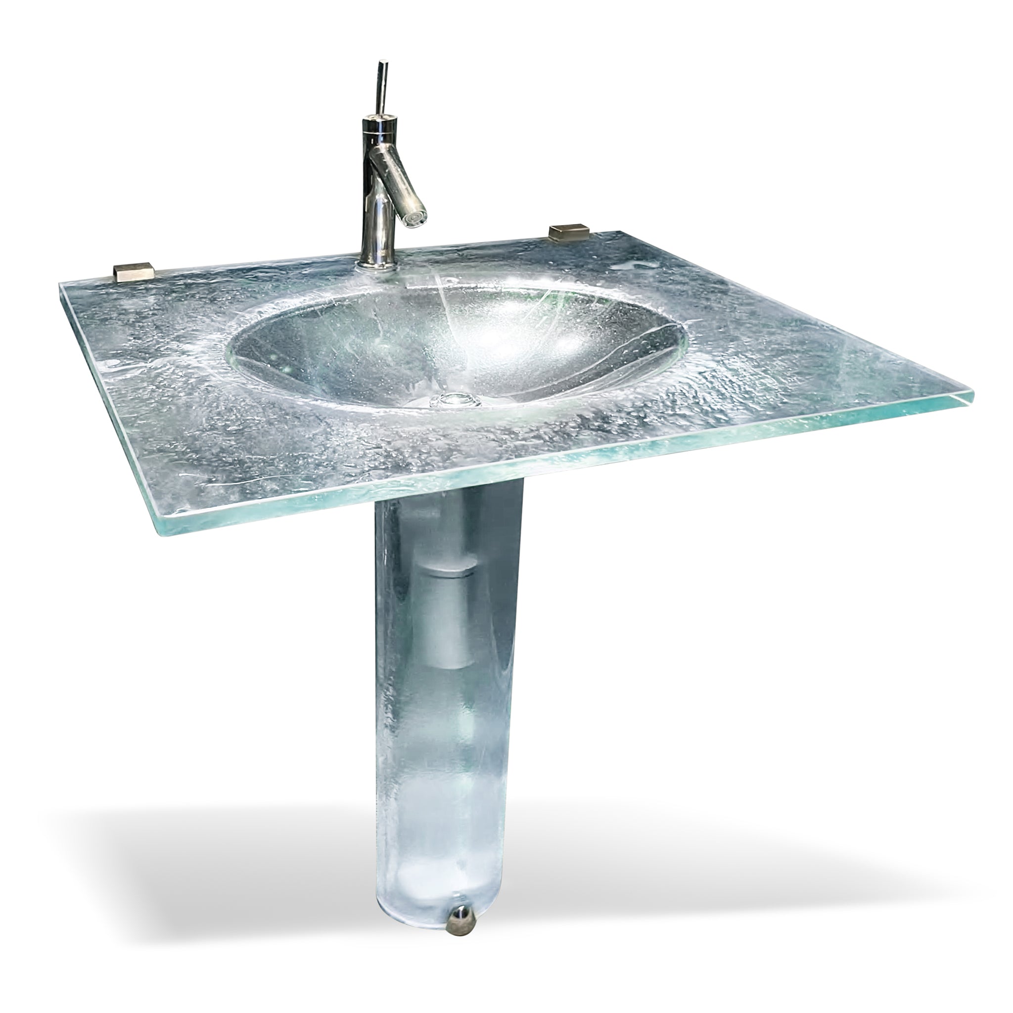 LAT113 3/4’’ (18mm) Thick Ultra Translucent Oval Basin on Small Round Pedestal