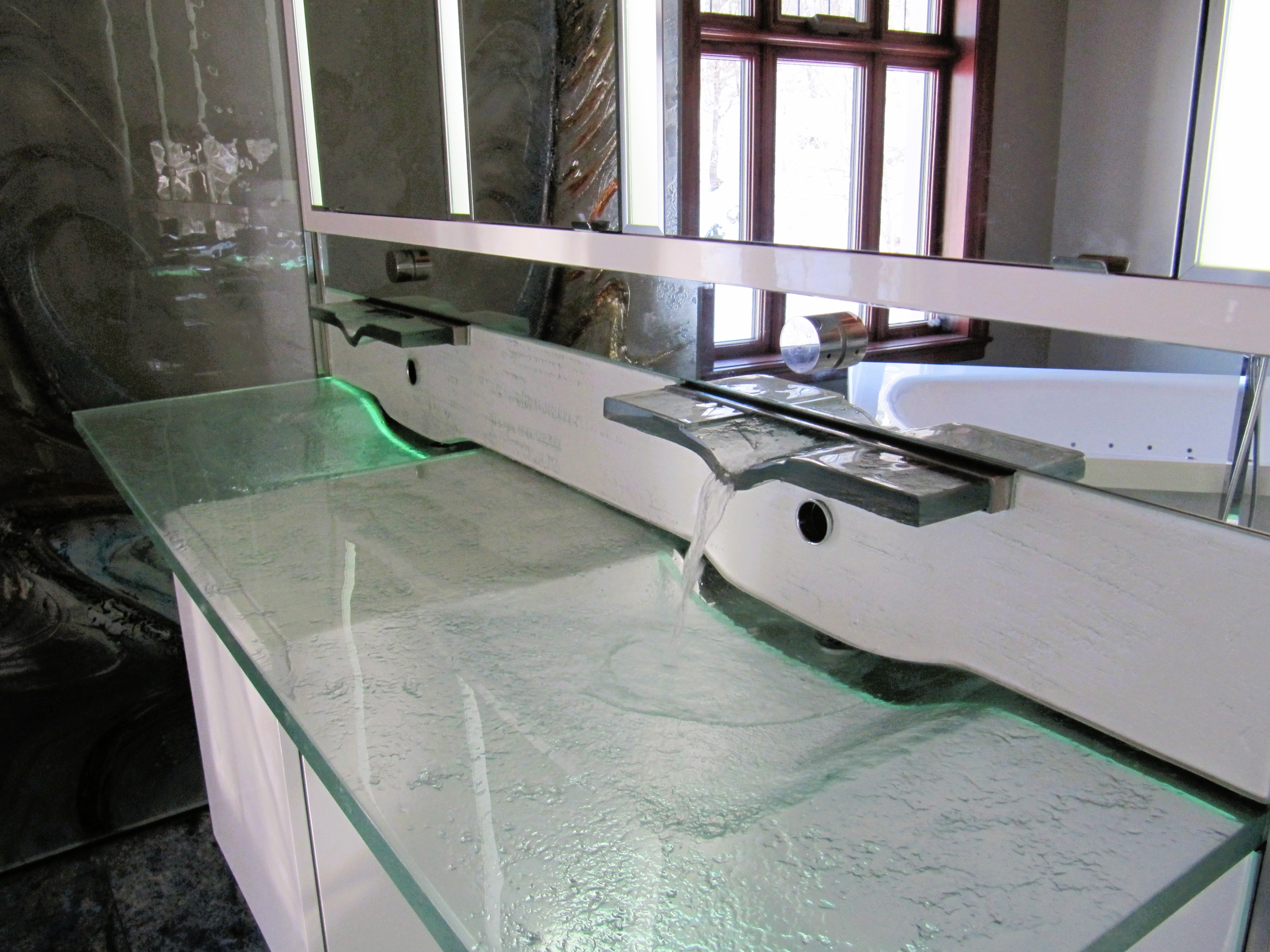 LAS074.2 "LA Source Duo" Sleek Rectangular Wash Basin - Bespoke Custom Collection VERRE GALLERY by Renaissance Glassworks Inc