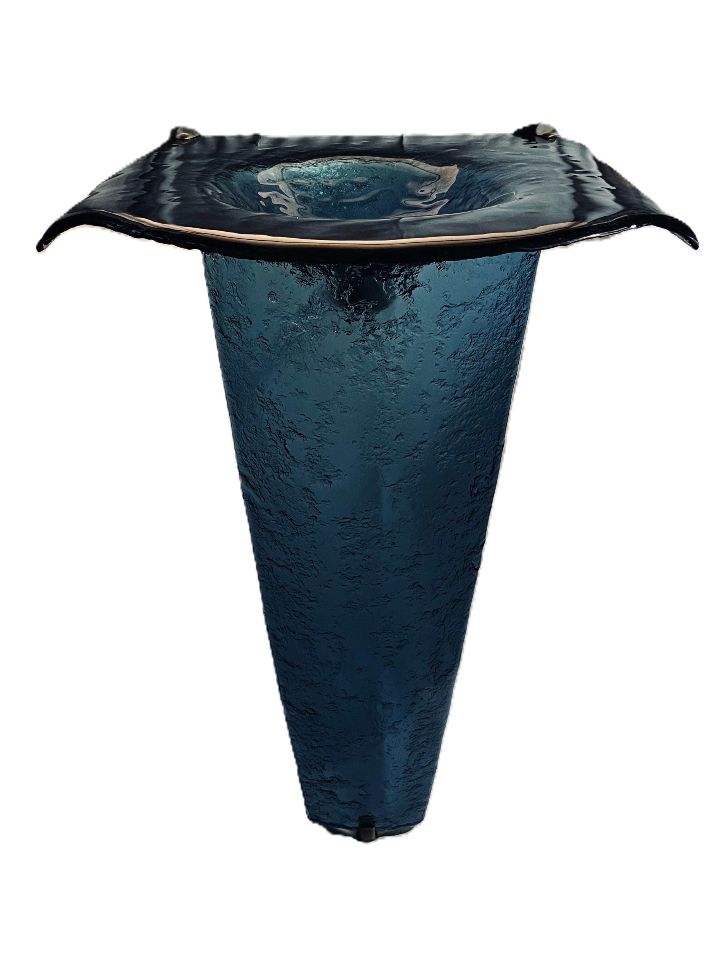 The Venezia — Fused Multi-Layer Glass Winged Countertop with Integral Round Basin on Slender Tapered Pedestal (LAS315) VERRE GALLERY by Renaissance Glassworks Inc