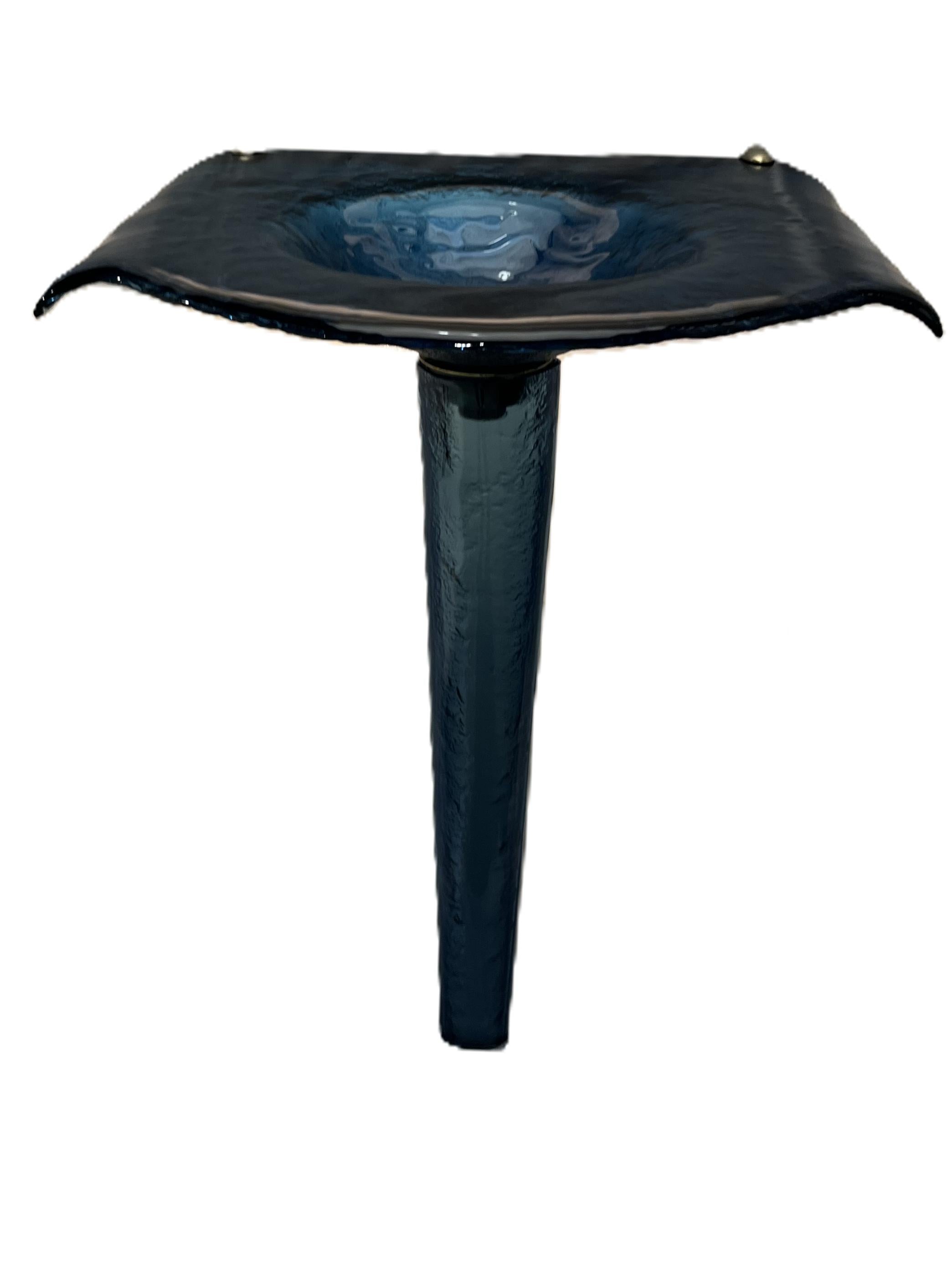 The Venezia II — Fused Multi-Layer Glass Winged Countertop with Integral Round Basin on Sculptural Textured Pedestal (LAS316) VERRE Gallery
