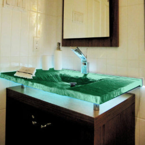 LAS073 "La Michelle" Deco Rectangular Wash Basin - Bespoke Custom Collection VERRE GALLERY by Renaissance Glassworks Inc