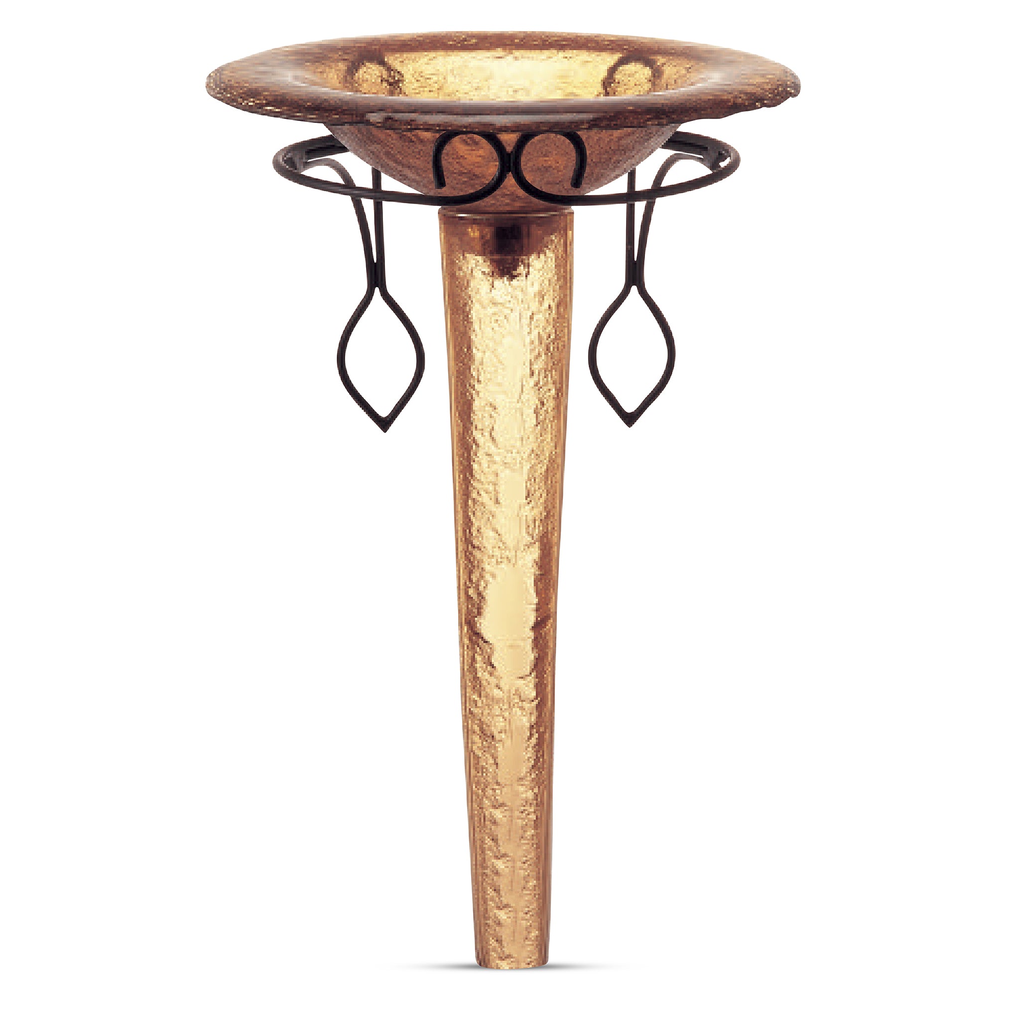 LAS101 Round Basin on Small Pedestal with Wrought Iron Support