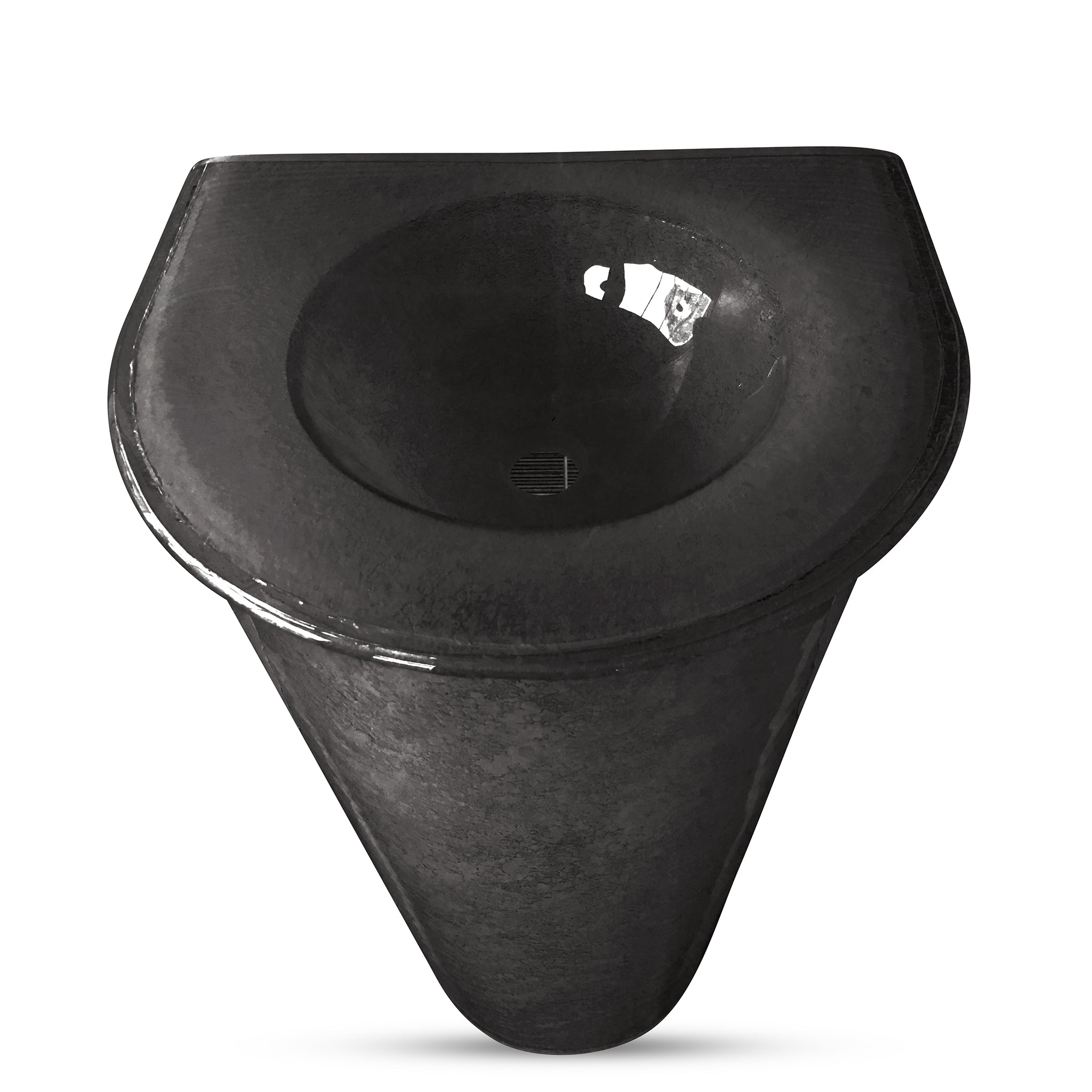 LASWAT125 Shaped Integral Countertop Basin on Round Tapered Pedestal with white art touch behind