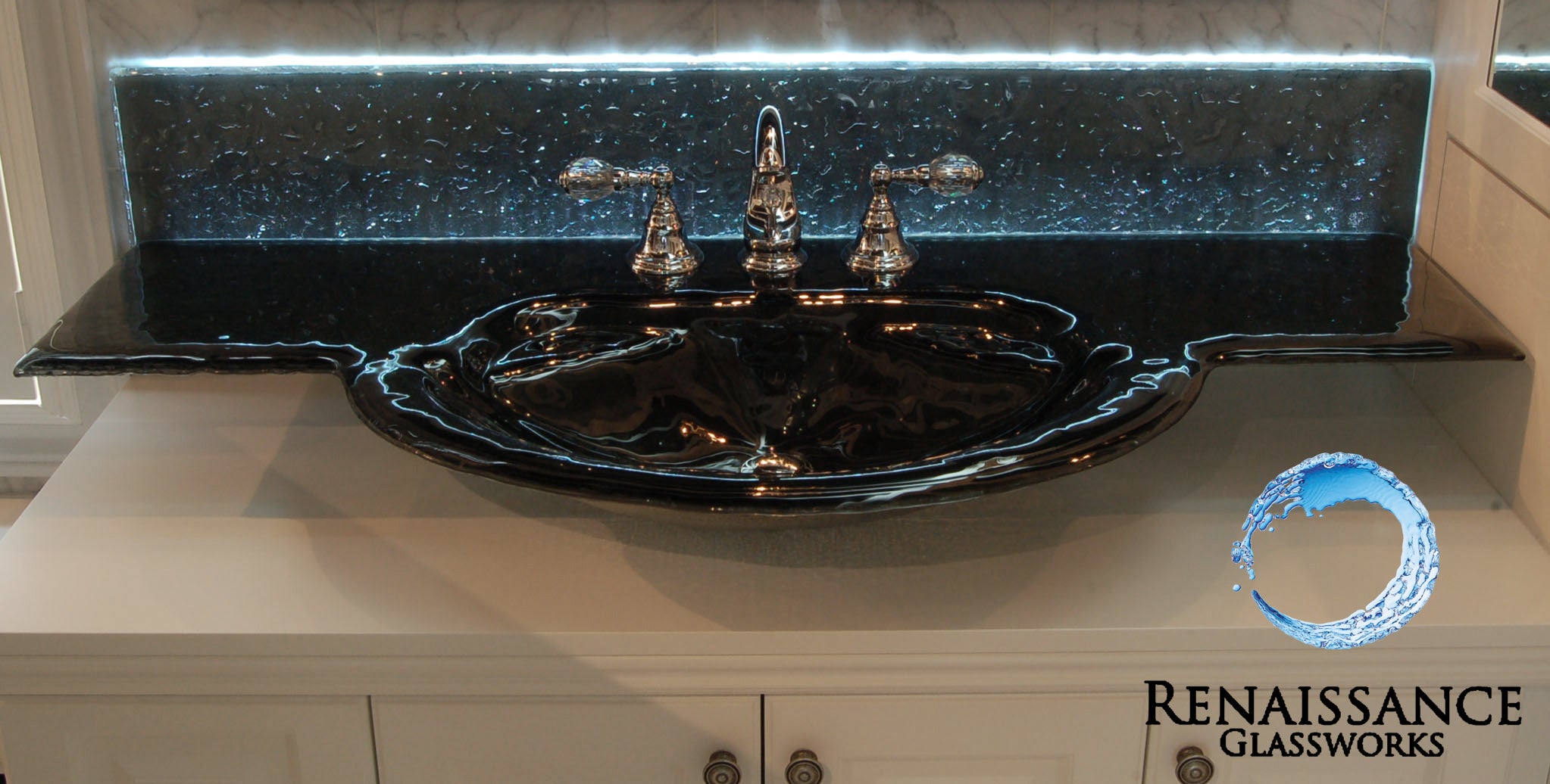 LaSéraphine - Winged Bespoke Wash Shaped Basin - Premium Handcrafted (LAS211) VERRE GALLERY by Renaissance Glassworks Inc