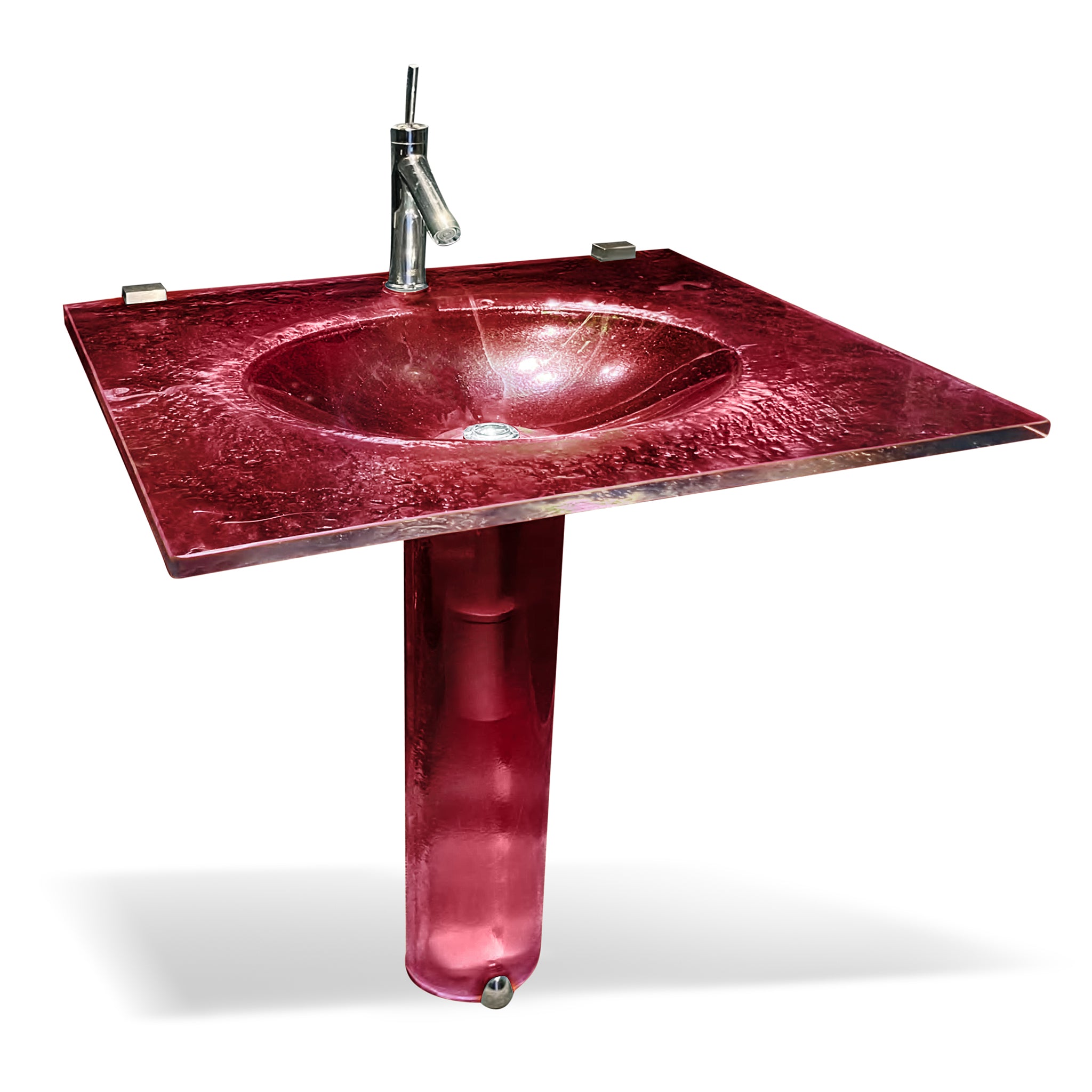 LAT113 3/4’’ (18mm) Thick Ultra Translucent Oval Basin on Small Round Pedestal