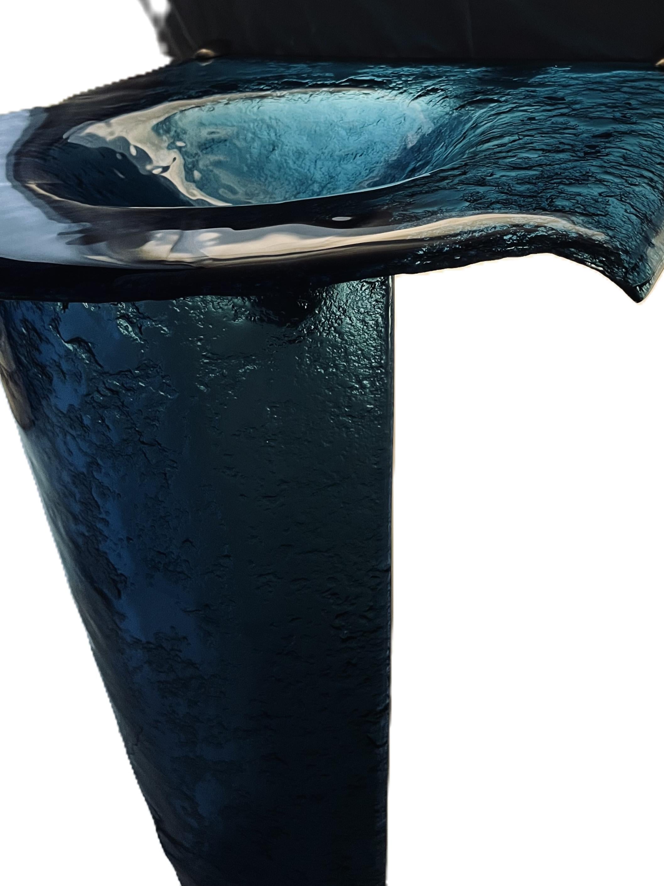 The Venezia — Fused Multi-Layer Glass Winged Countertop with Integral Round Basin on Slender Tapered Pedestal (LAS315) VERRE GALLERY by Renaissance Glassworks Inc