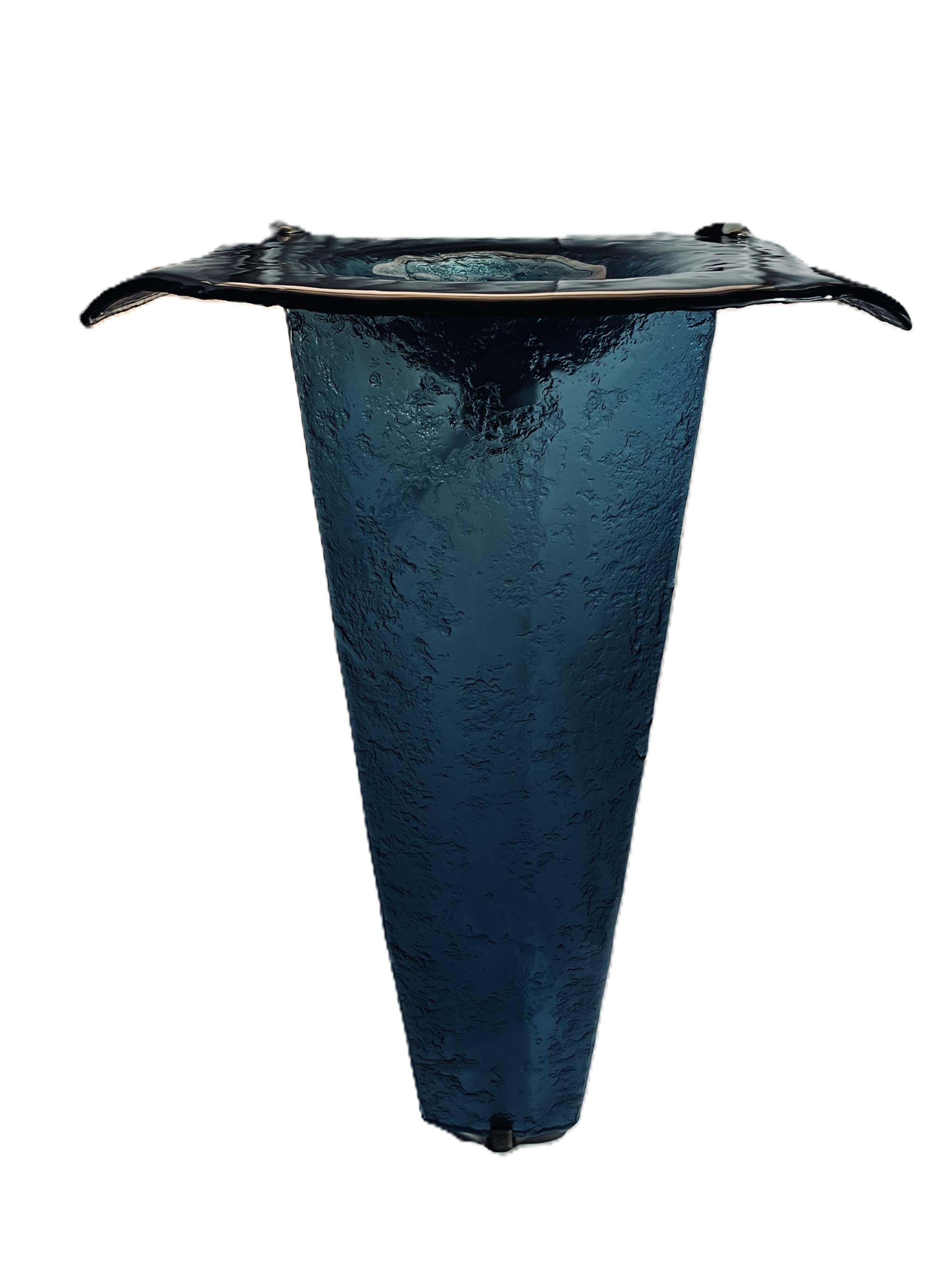 The Venezia — Fused Multi-Layer Glass Winged Countertop with Integral Round Basin on Slender Tapered Pedestal (LAS315) VERRE GALLERY by Renaissance Glassworks Inc