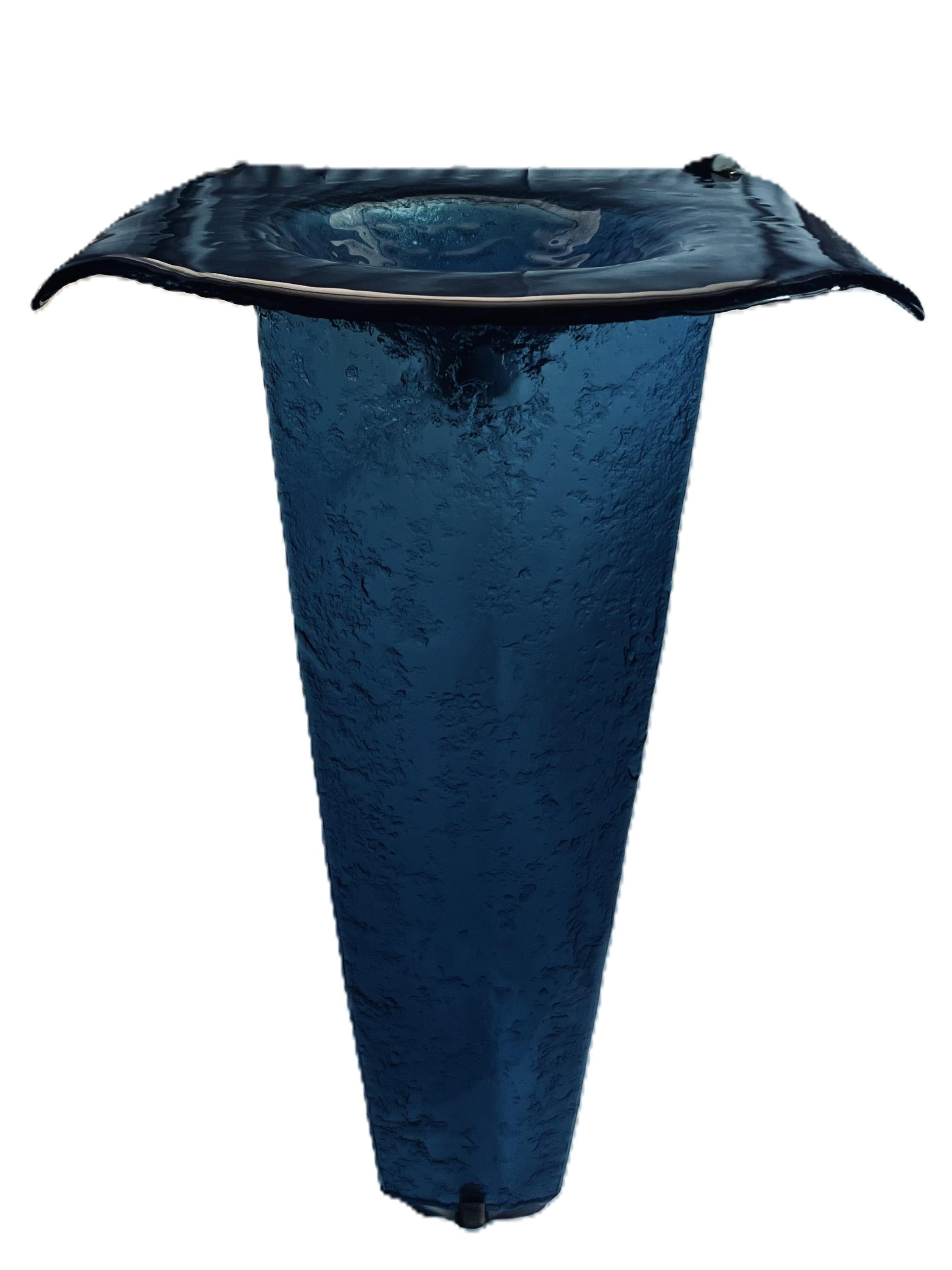 The Venezia — Fused Multi-Layer Glass Winged Countertop with Integral Round Basin on Slender Tapered Pedestal (LAS315) VERRE GALLERY by Renaissance Glassworks Inc